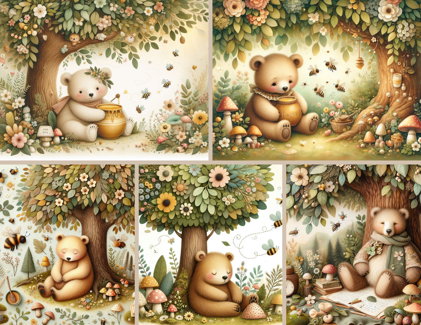 Gentle Forest Bear Background Paper Kit 23 Pages - Printed