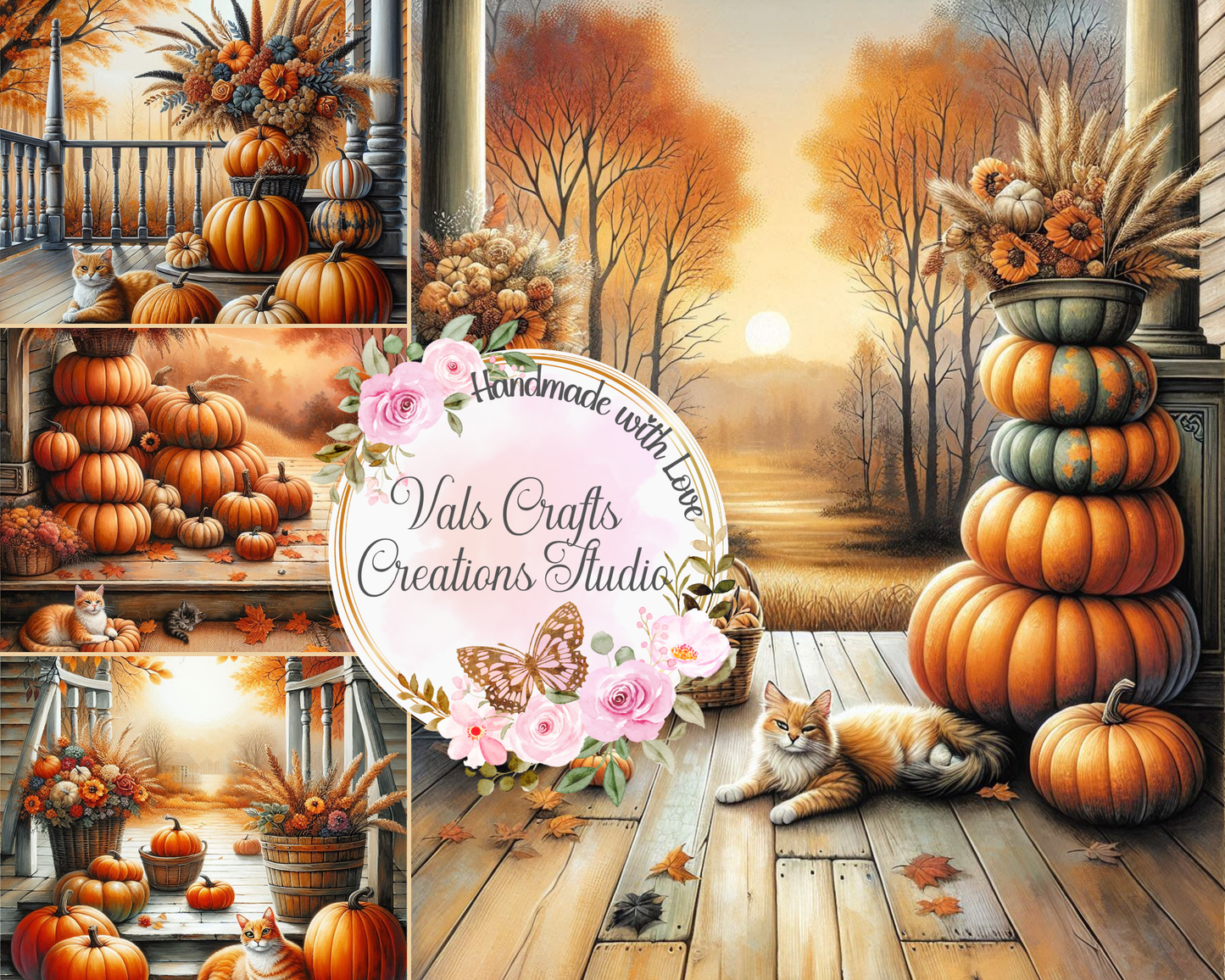 Porch & Parchment Autumn Watercolor Paper Kit 16- Printed Sheets 300 DPI