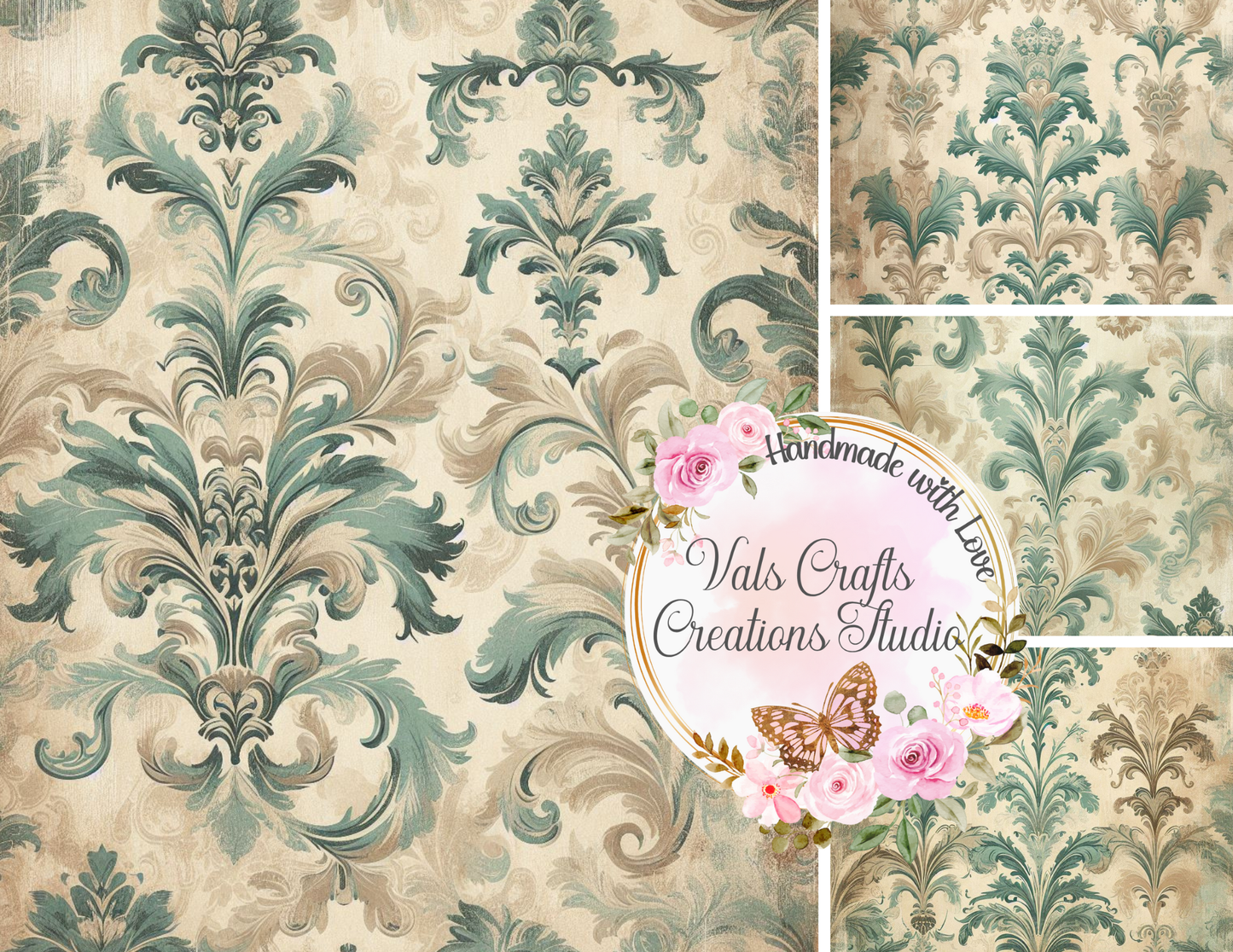 Dust & Damask – Vintage Background Paper Kit (Digital Copy)