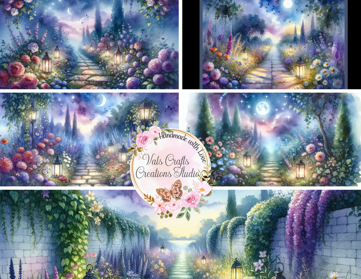 Indigo Bloom – 40-Page Handmade Digital Paper Kit