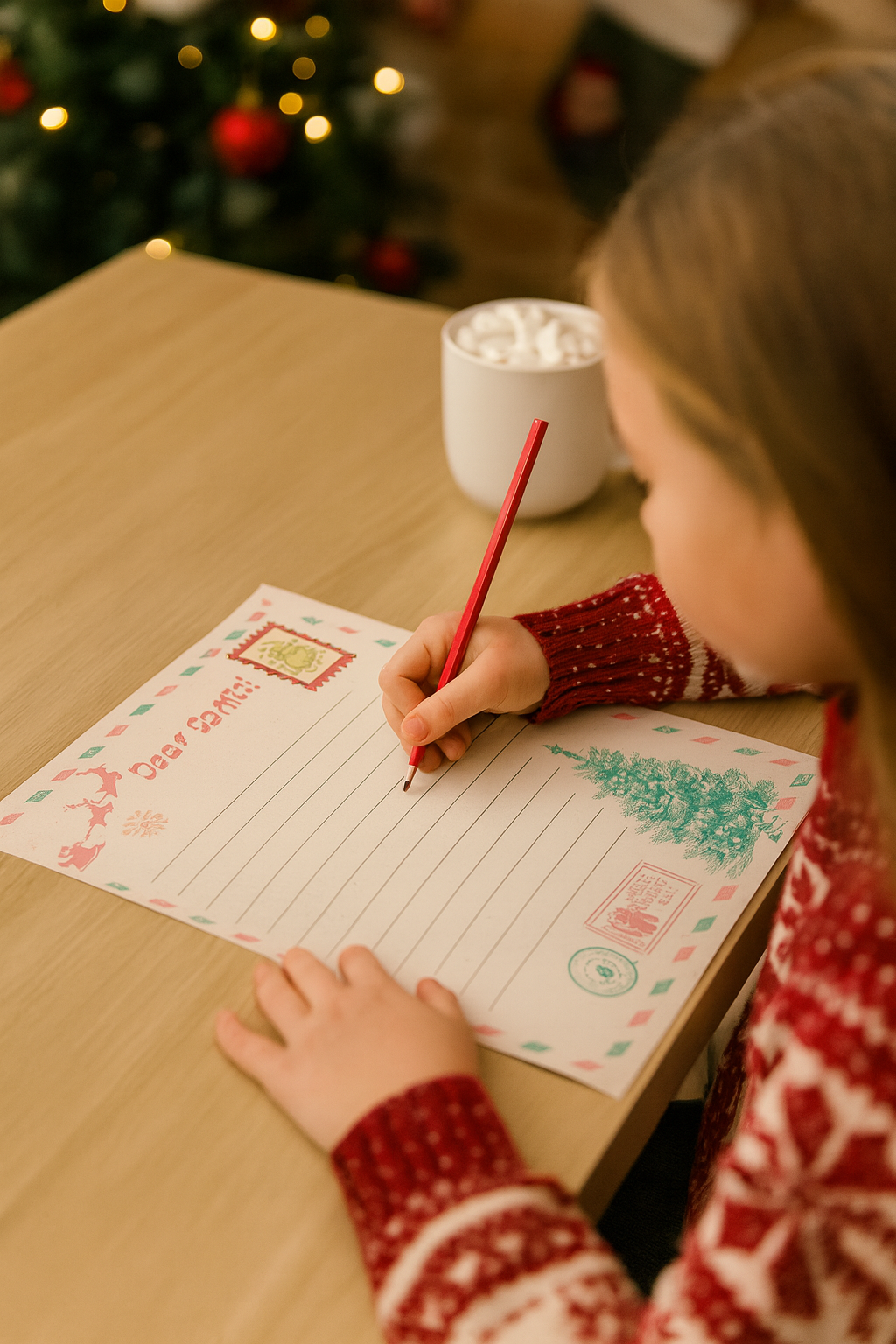 Dear Santa Letter Kit – Printable • 2 Pages + Envelope • Christmas Stationery