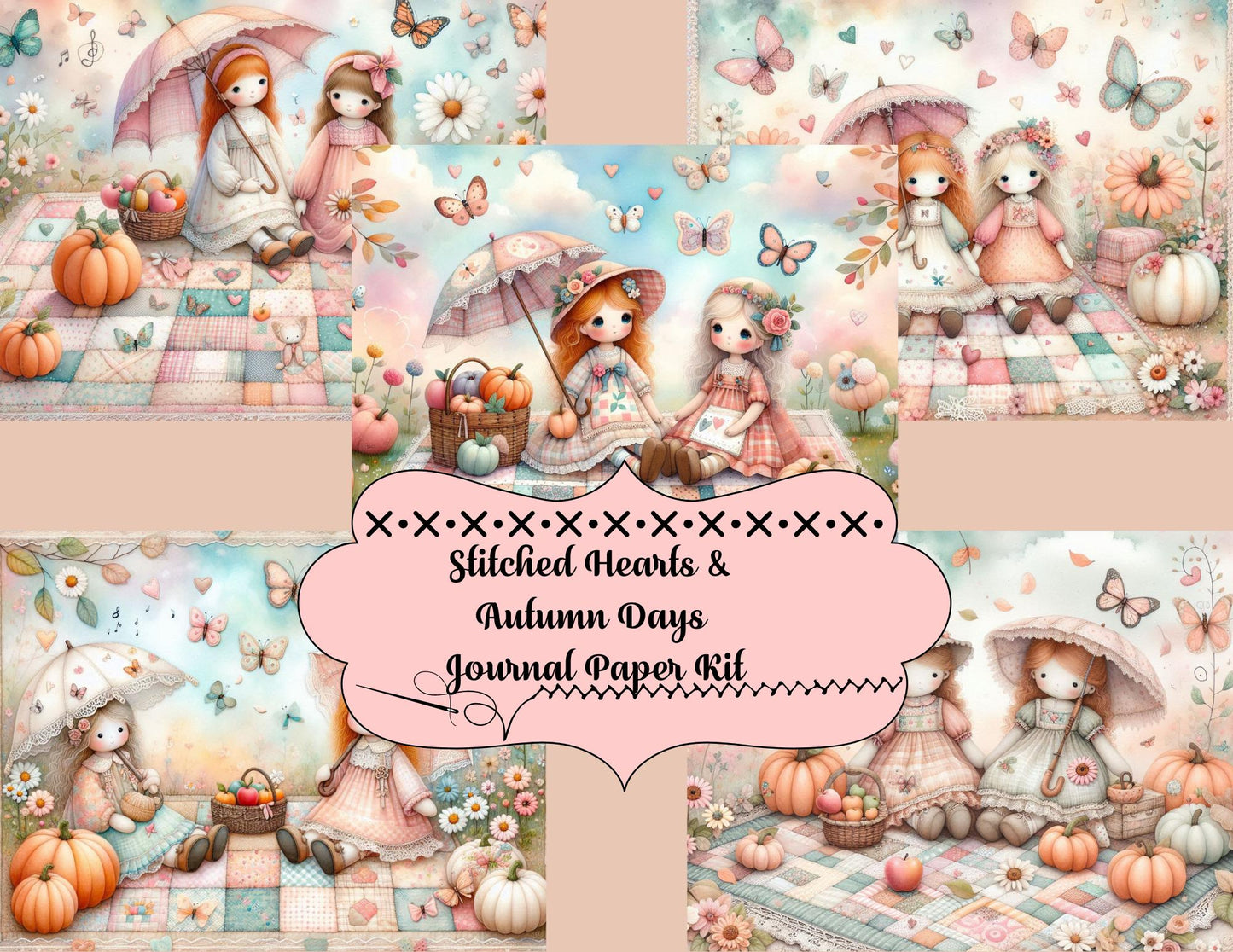 Stitched Hearts & Autumn Days Journal Paper Kit (Physical Item)
