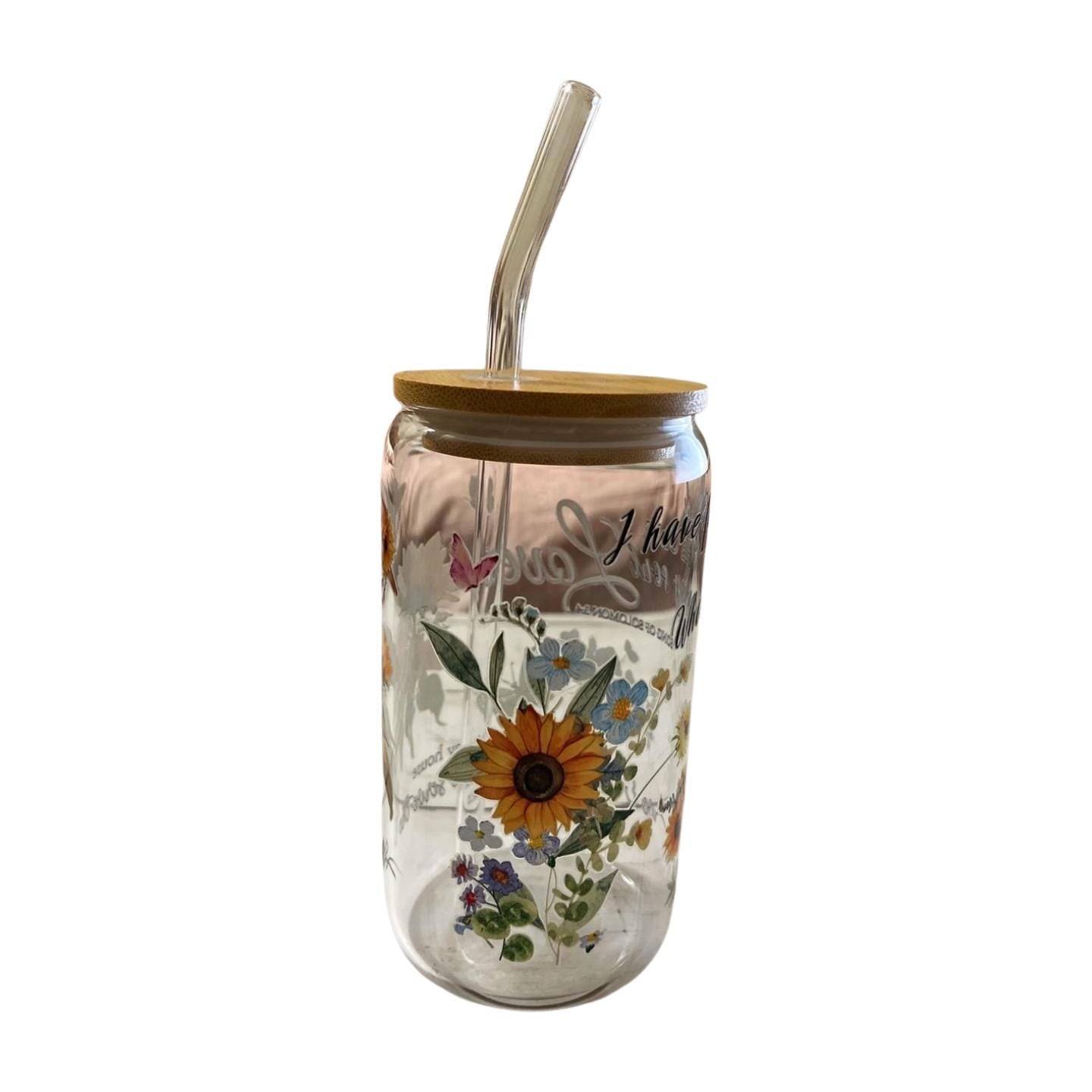 Glass Tumbler with Bamboo Lid and Clear Glass Straw- I have found the one