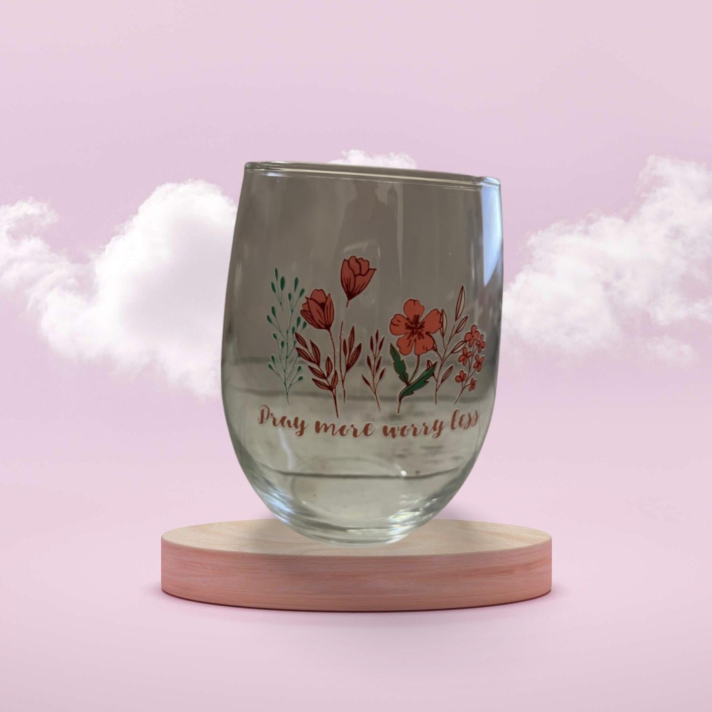 Sip in Style: Elegant Crystal Drinking Glass- Pray More Worry Less