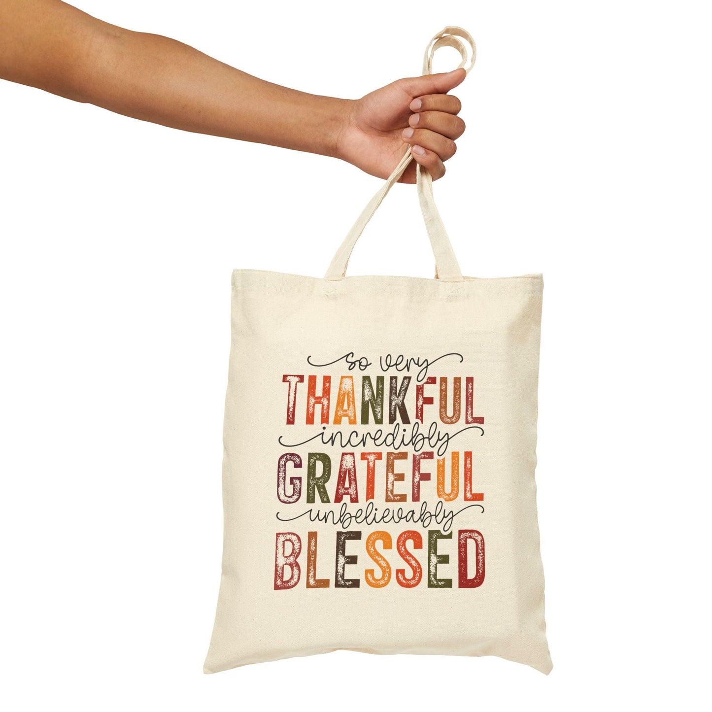 Cotton Canvas Tote Bag- Thankful