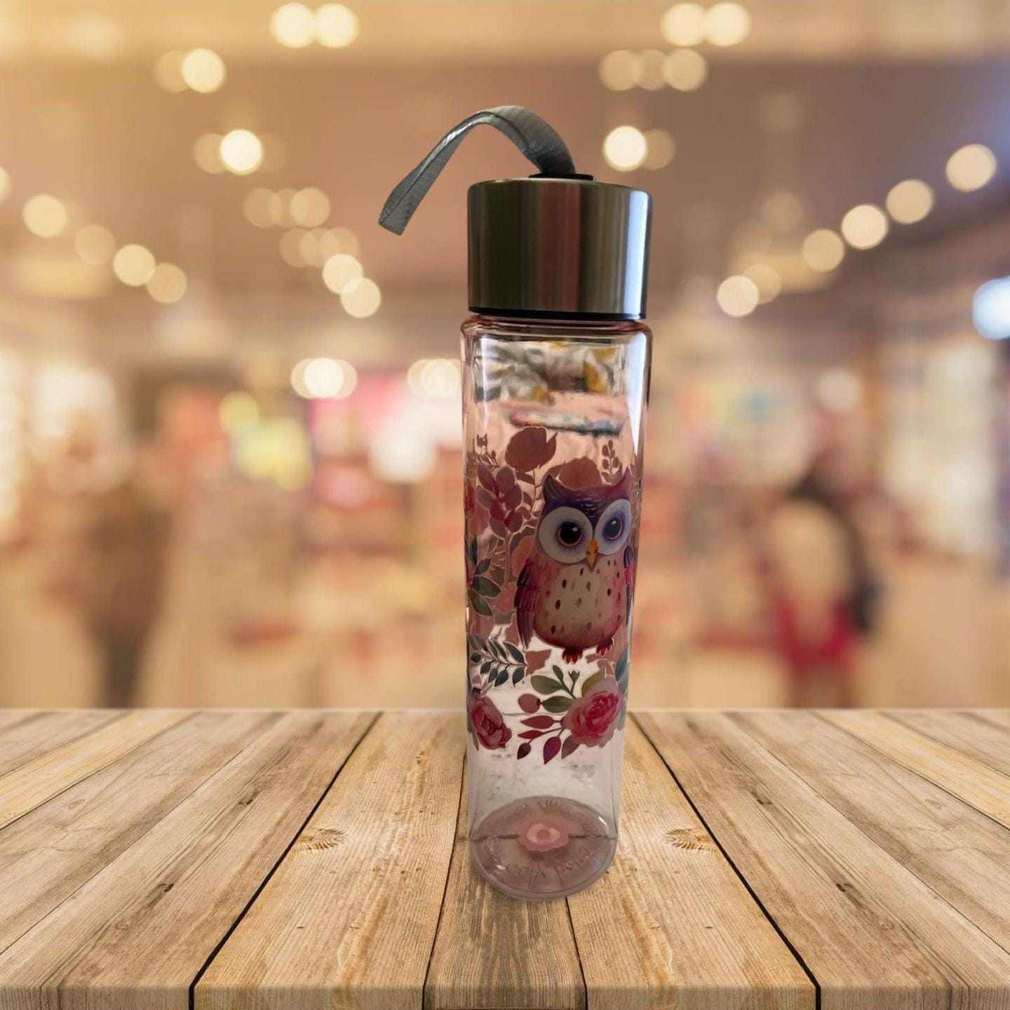 Chic Hydration: 18 oz Clear Pink Plastic Water Bottle 1