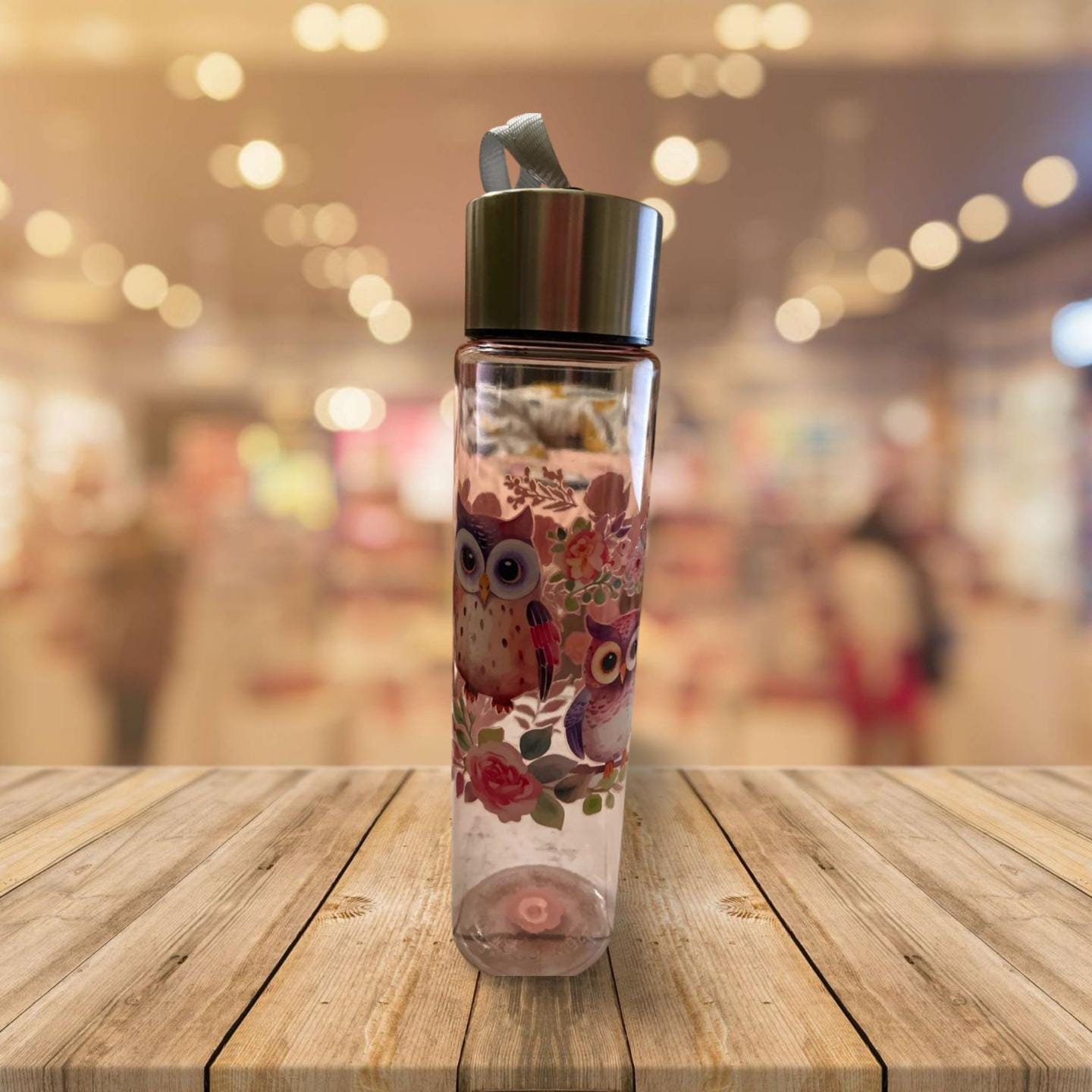 Chic Hydration: 18 oz Clear Pink Plastic Water Bottle 1