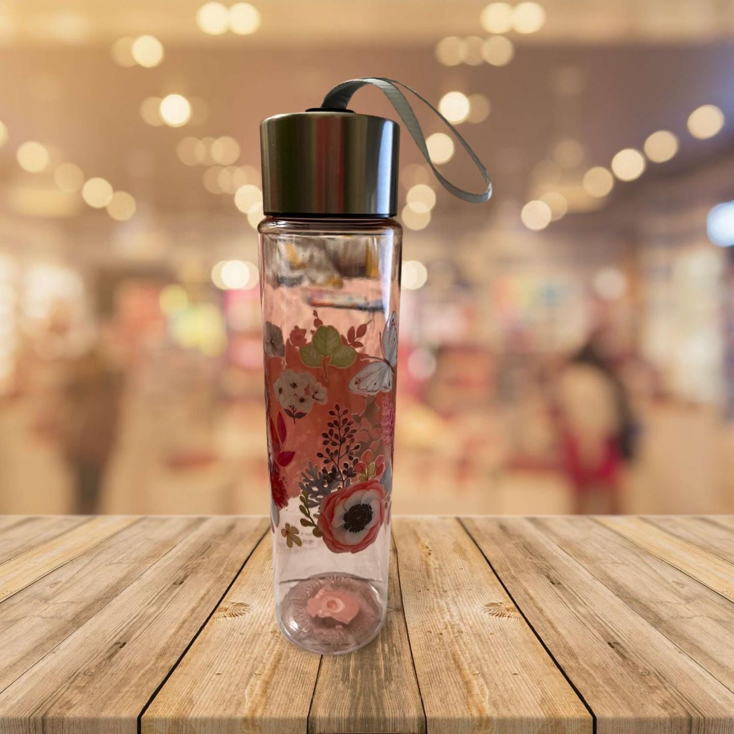 Chic Hydration: 18 oz Clear Pink Plastic Water Bottle- Owl 2