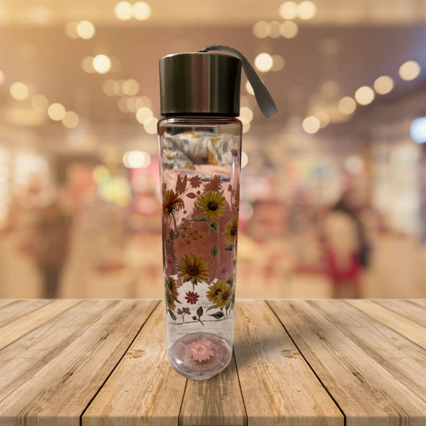 Chic Hydration: 18 oz Clear Pink Plastic Water Bottle- owl 3