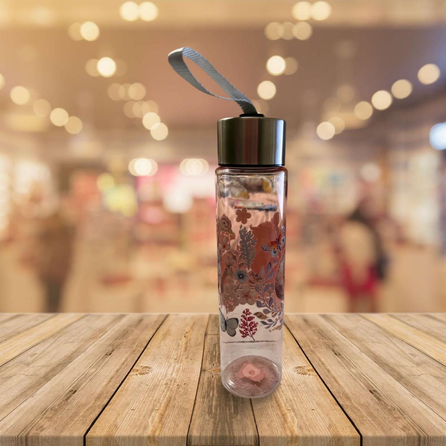 Chic Hydration: 18 oz Clear Pink Plastic Water Bottle- Owl 4
