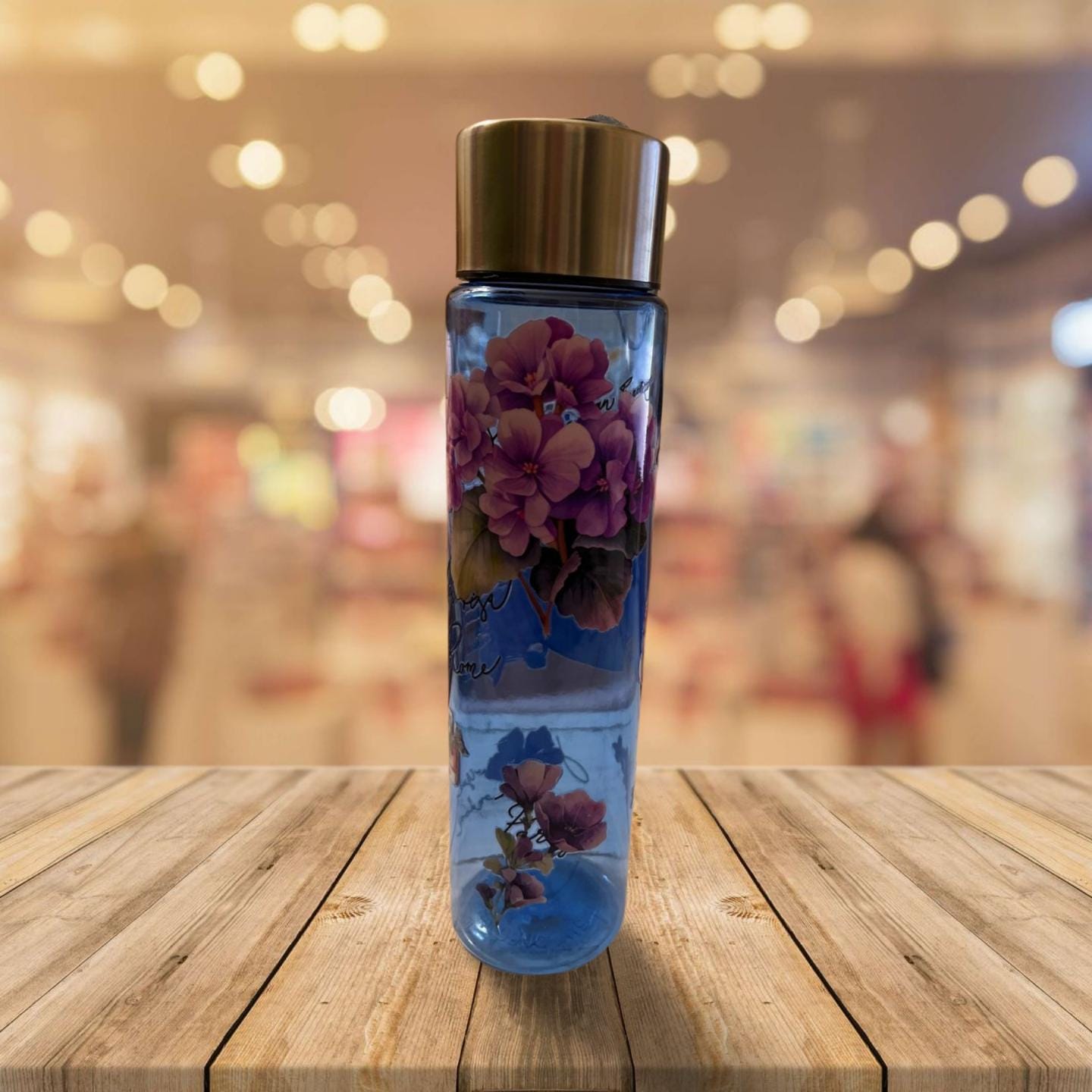 Chic Hydration: 18 oz Clear Blue Plastic Water Bottle- Always