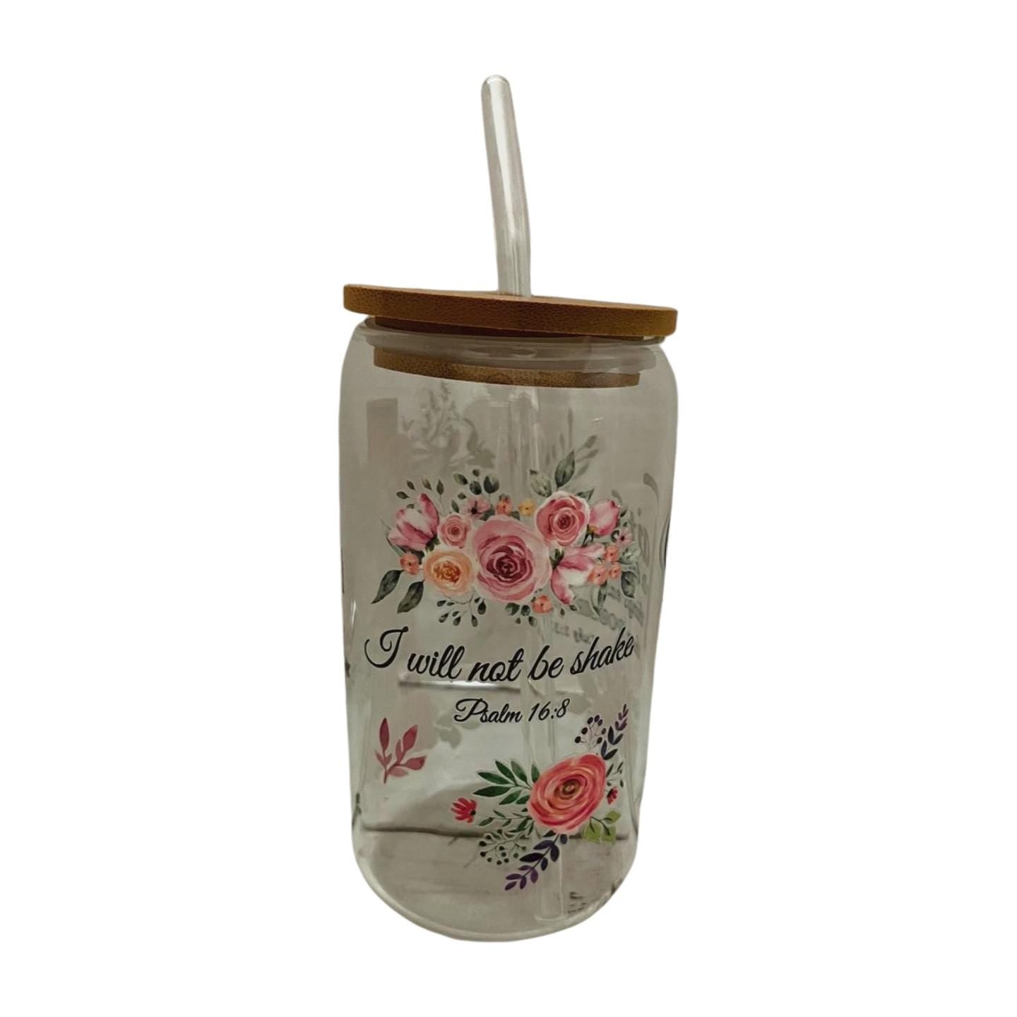Glass Tumbler with Bamboo Lid and Clear Glass Straw- Faith, it does not make things easy