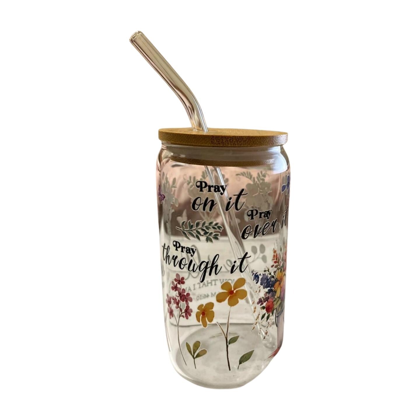 Glass Tumbler with Bamboo Lid and Clear Straw- Be still and know