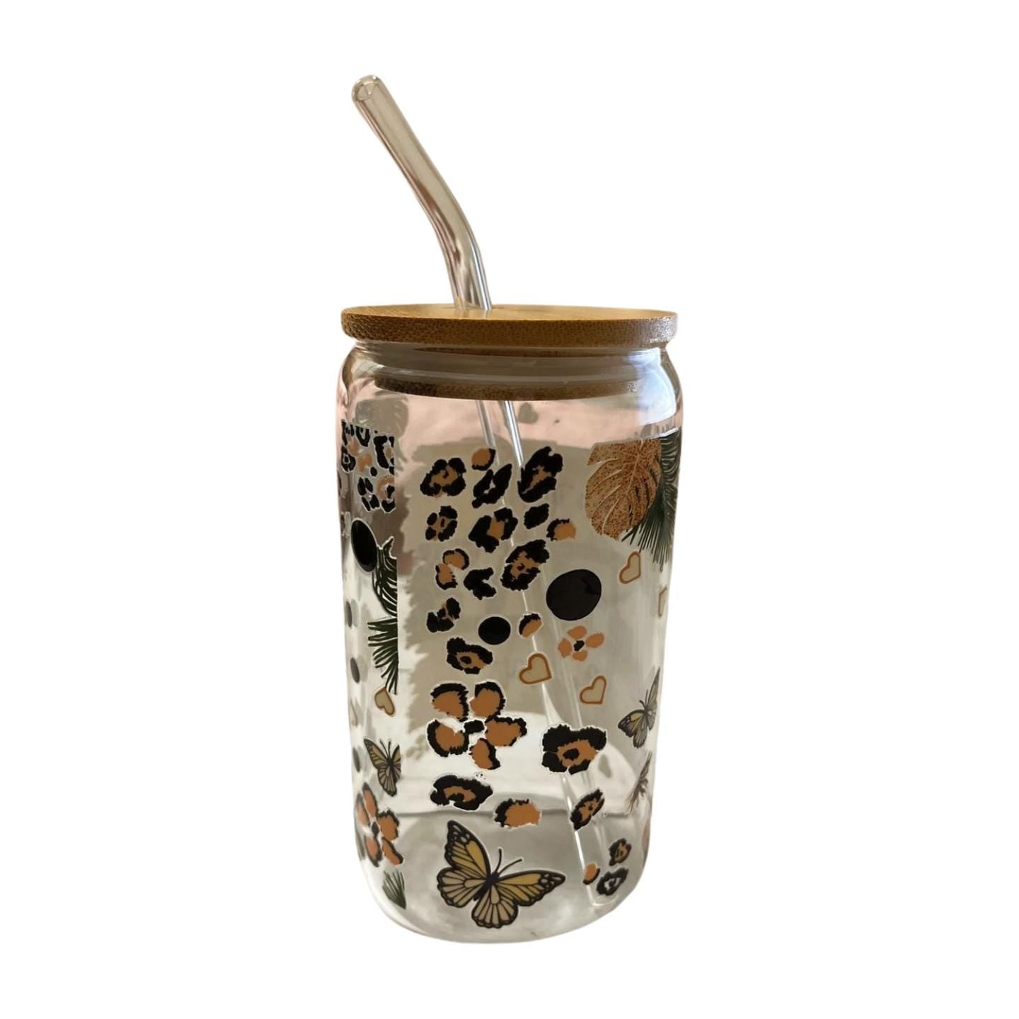 Inspire Your Day: 15 oz Glass Tumbler with Bamboo Lid & Glass Straw- Pray on it, Pray over it