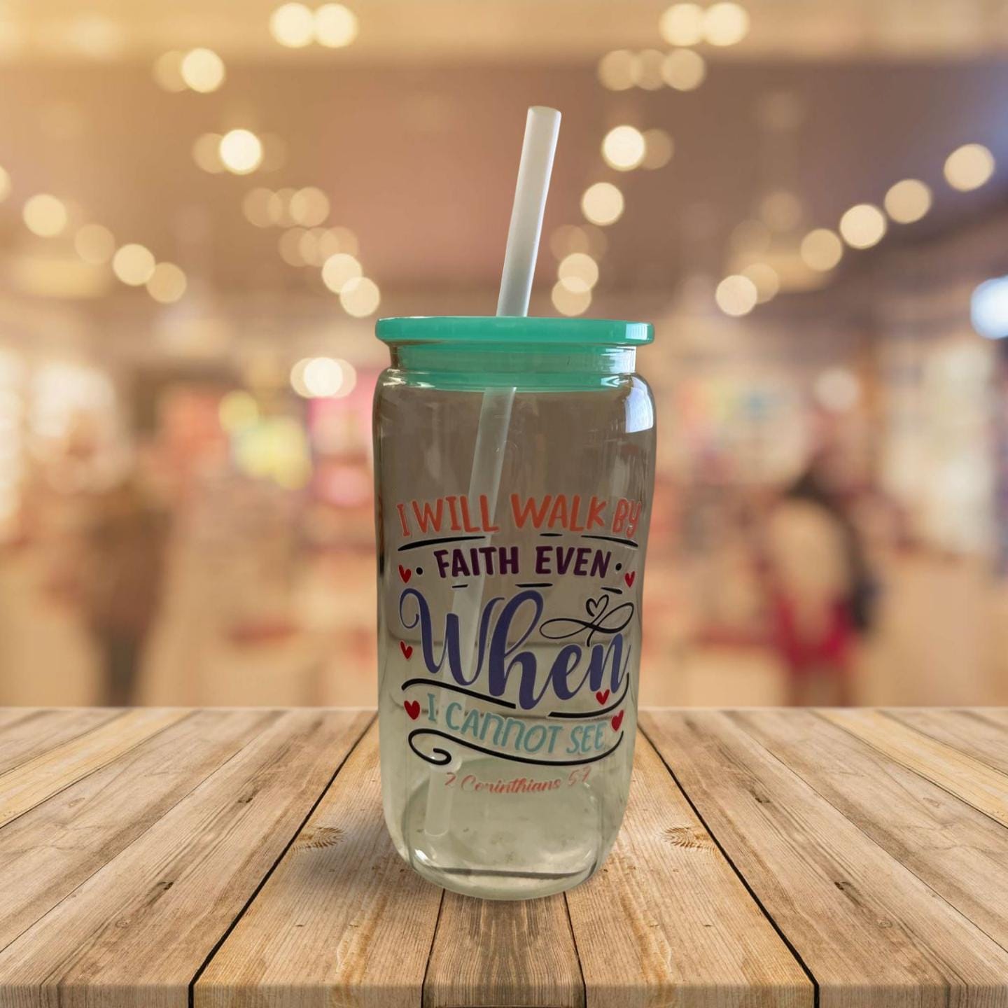 Glass Tumbler with Mint green Lid