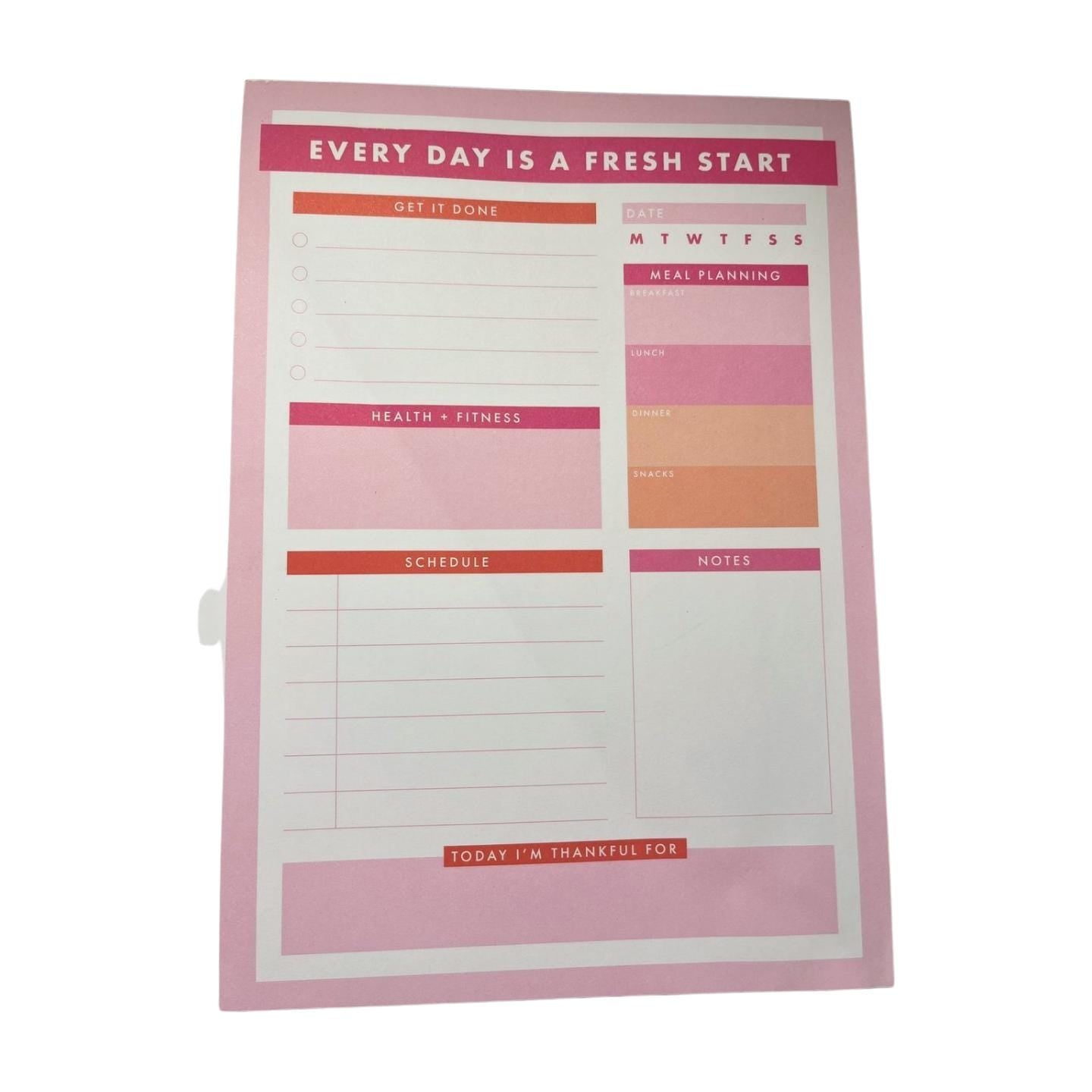 Daily Planner with Inspirational Message: "Every Day is a Fresh Start"- Strawberries