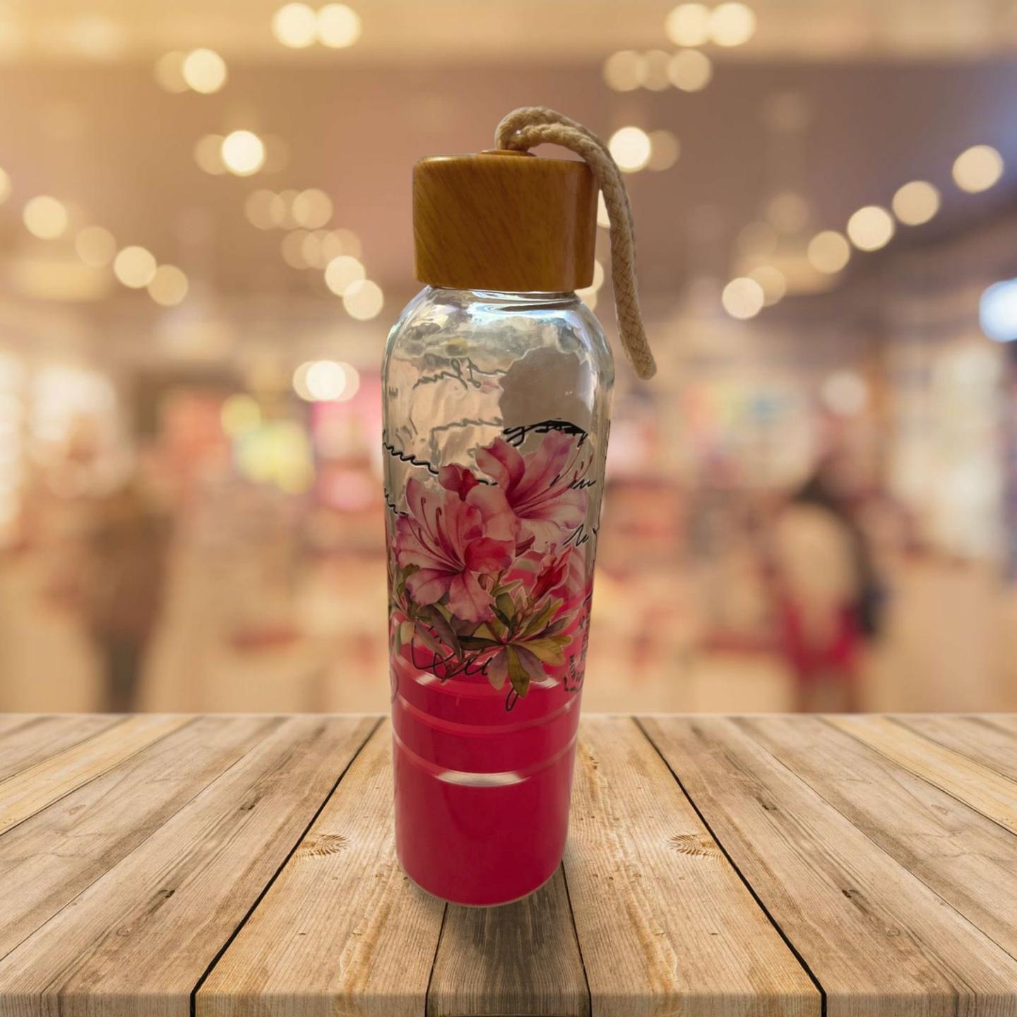 Clear and Hot Pink Glass Tumbler 3- Peace, Love, Joy