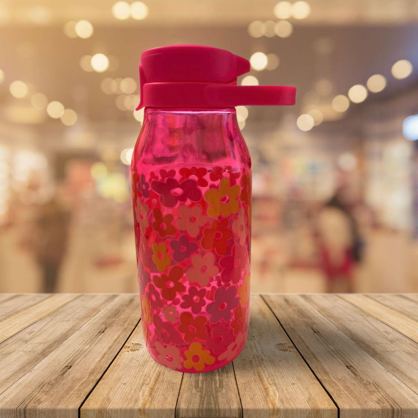 Hydrate on the Go: 16 oz PET Water Bottle Pink- Flowers