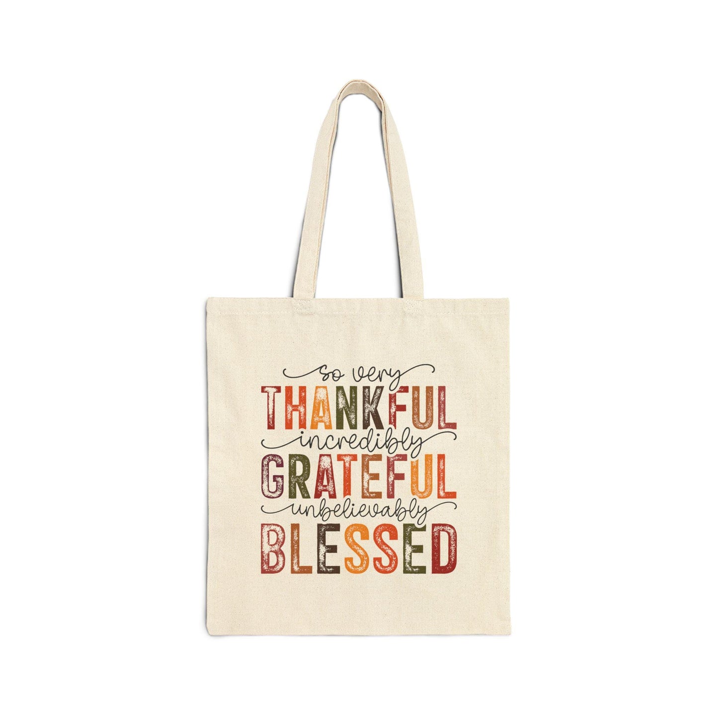 Cotton Canvas Tote Bag- Thankful