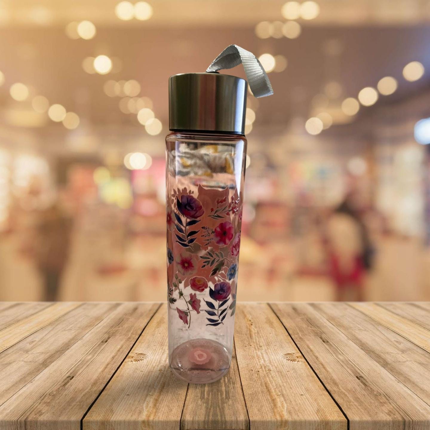 Chic Hydration: 18 oz Clear Pink Plastic Water Bottle 1