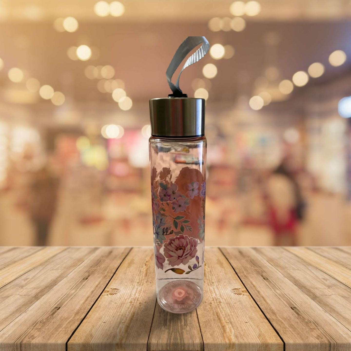 Chic Hydration: 18 oz Clear Pink Plastic Water Bottle- Owl 5