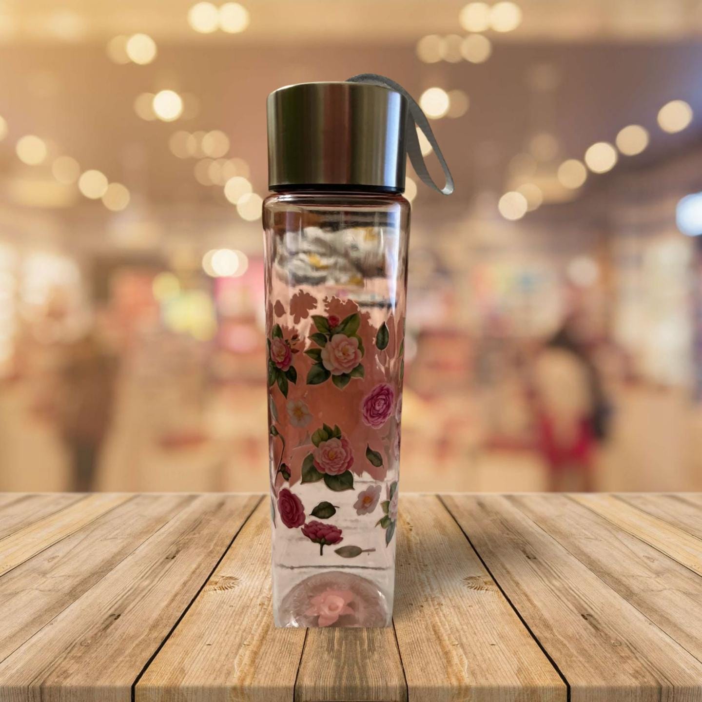 Chic Hydration: 18 oz Clear Pink Plastic Water Bottle- Owl 6