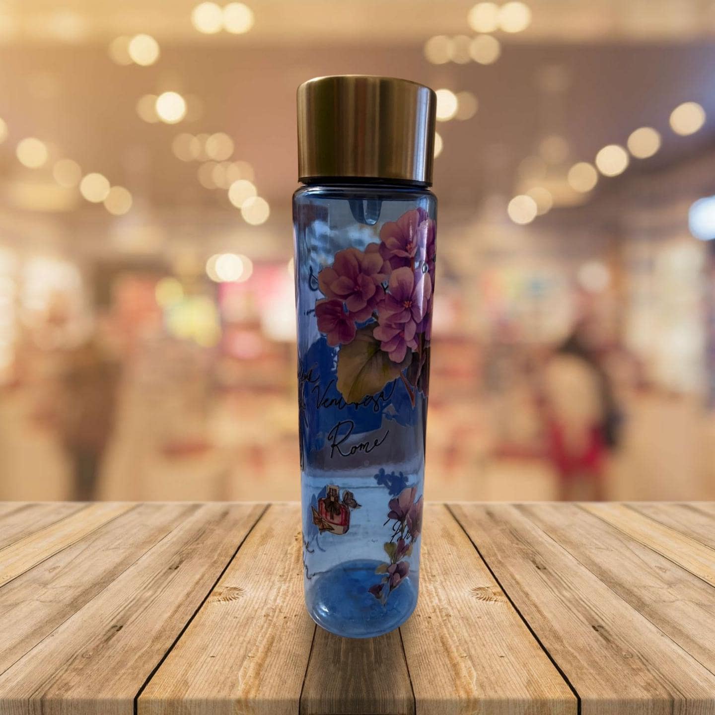 Chic Hydration: 18 oz Clear Blue Plastic Water Bottle- Always