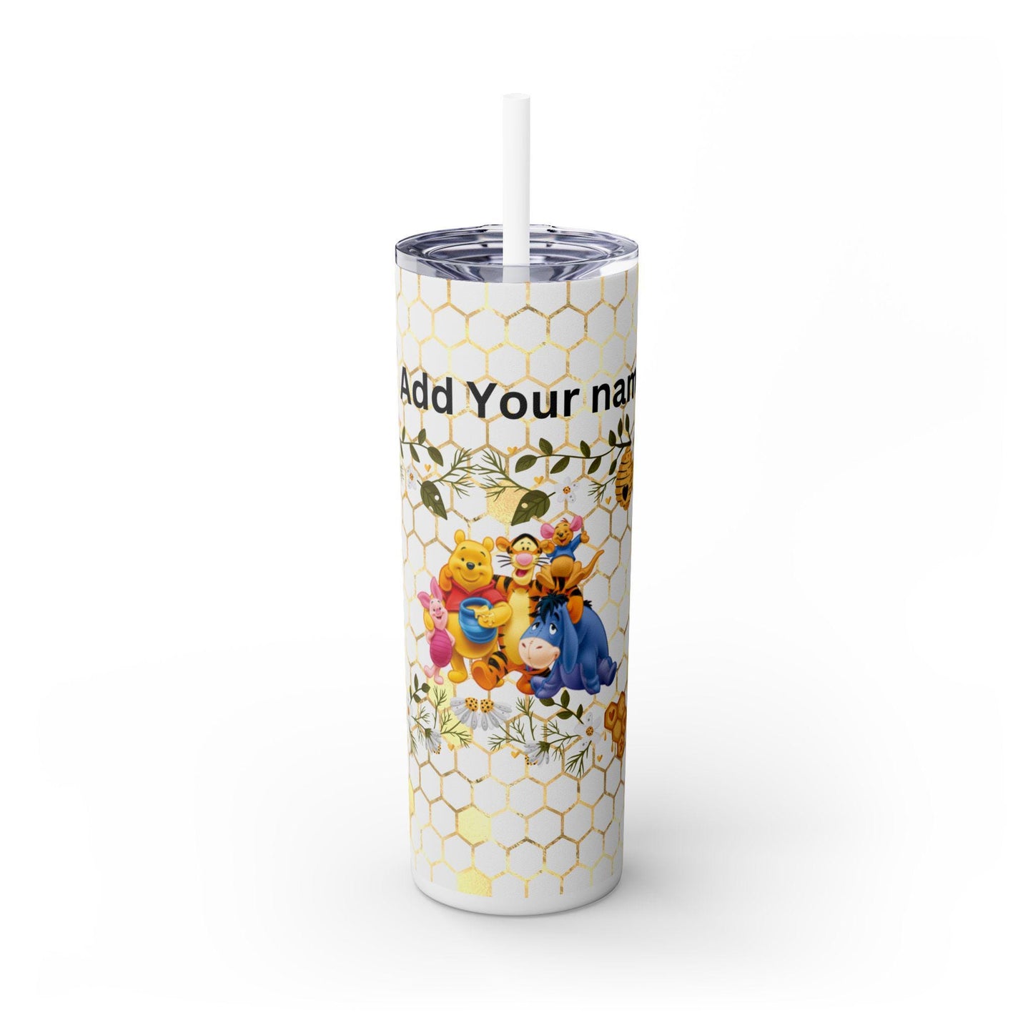 Personalized Winnie the Pooh Tumbler 20oz - Double Wall Insulated with Lid and Straw