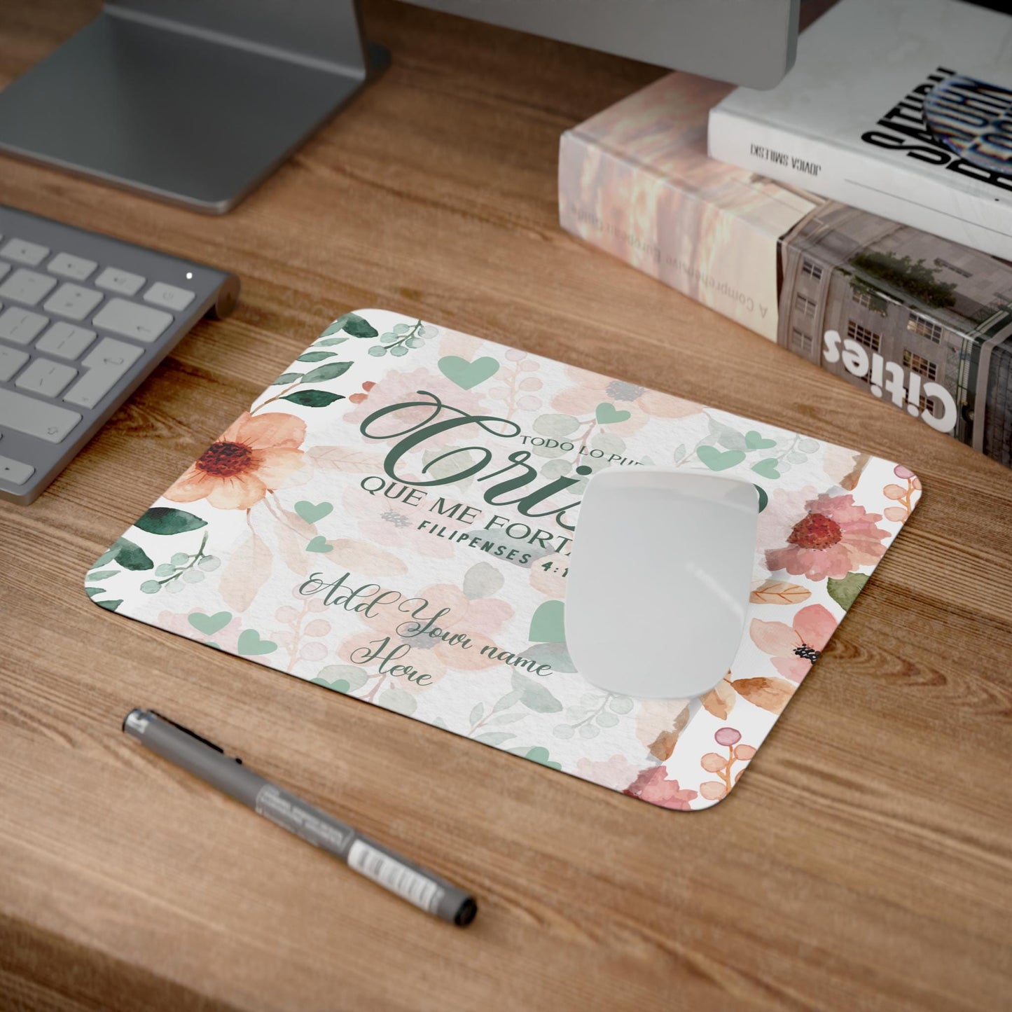 Personalized Christian Desk Mousepad- Todo lo Puedo en Cristo