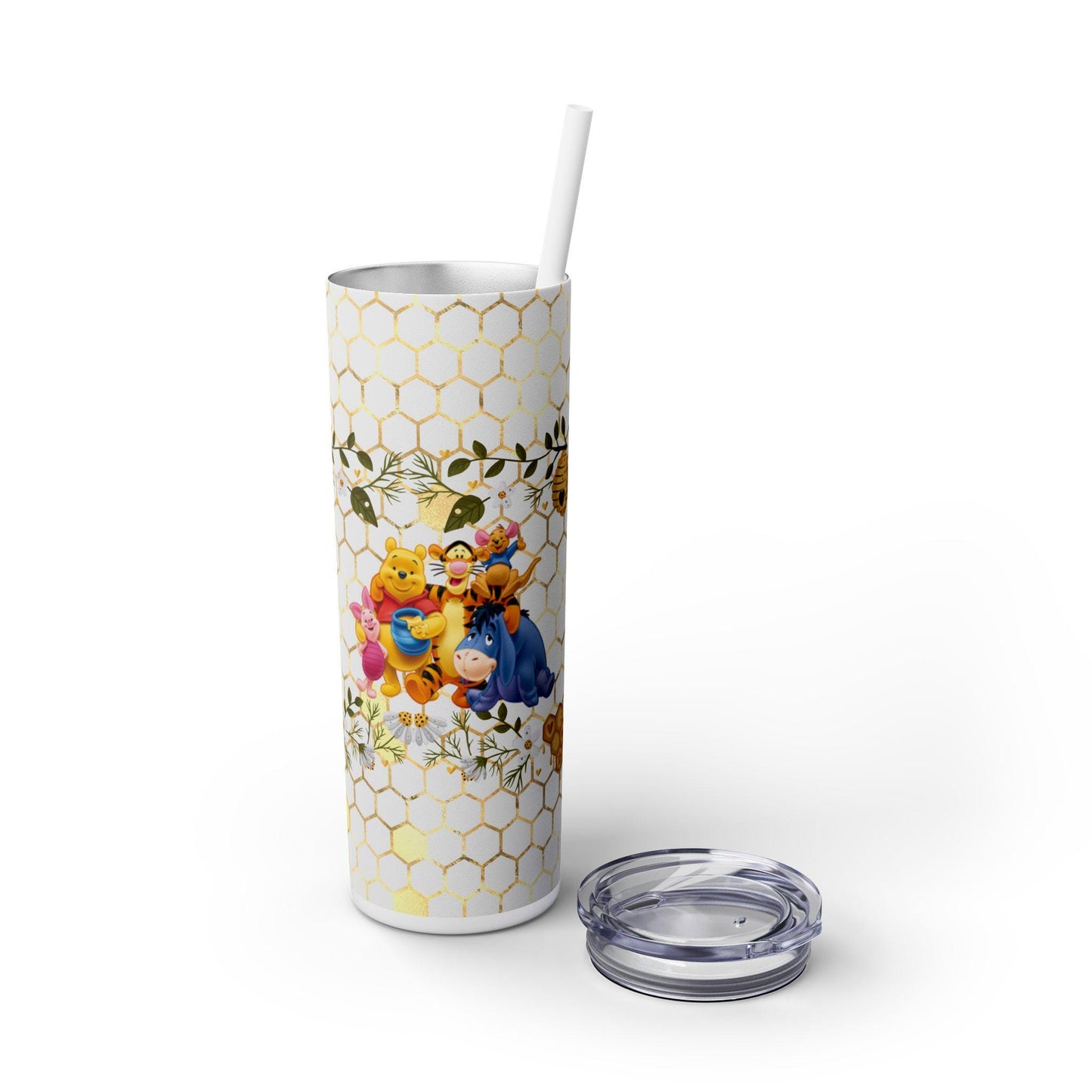 Personalized Winnie the Pooh Tumbler 20oz - Double Wall Insulated with Lid and Straw