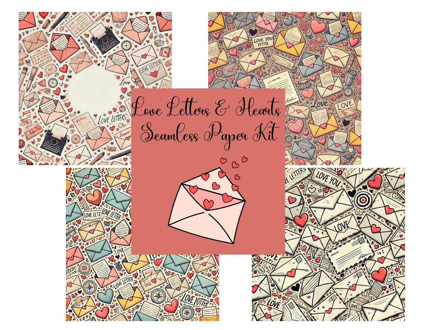 Love Letters & Hearts Seamless Digital Paper