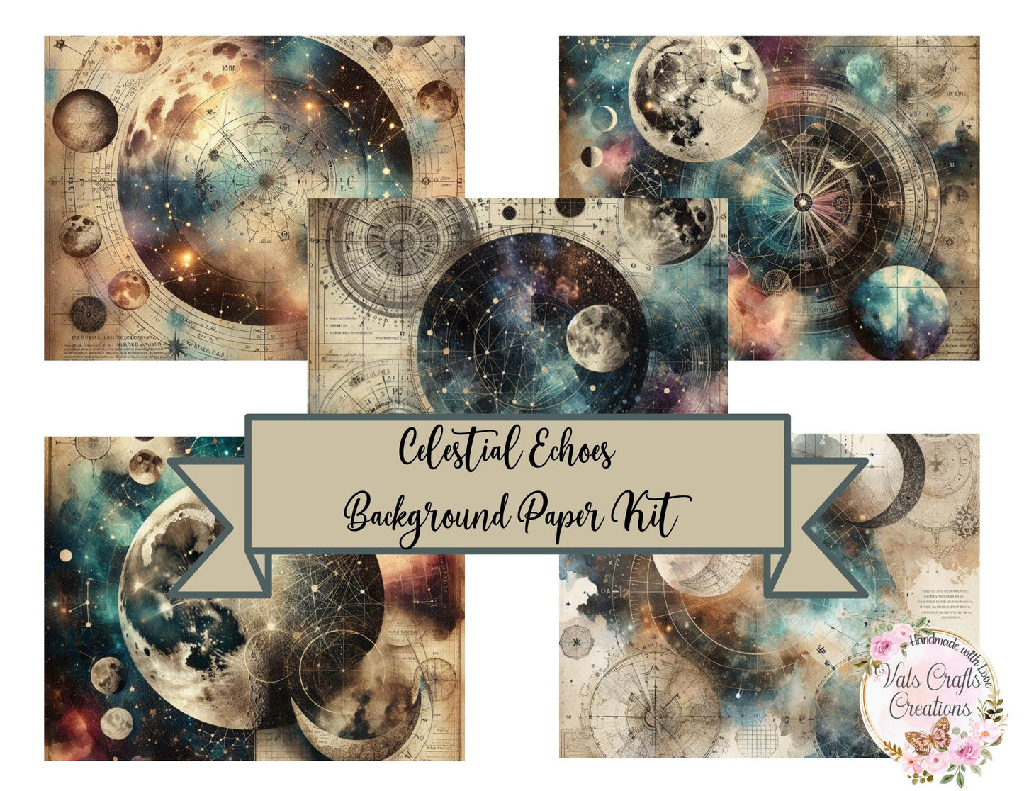 Celestial Echoes Background Paper Kit
