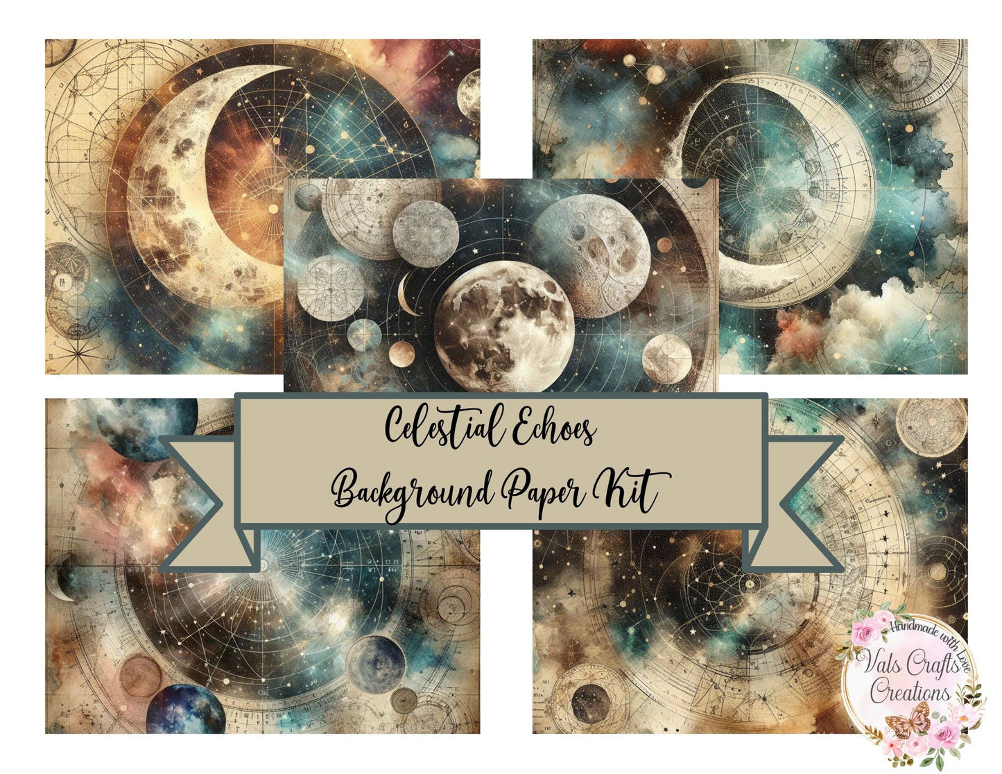 Celestial Echoes Background Paper Kit