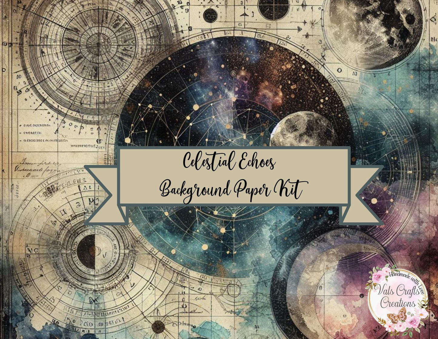 Celestial Echoes Background Paper Kit