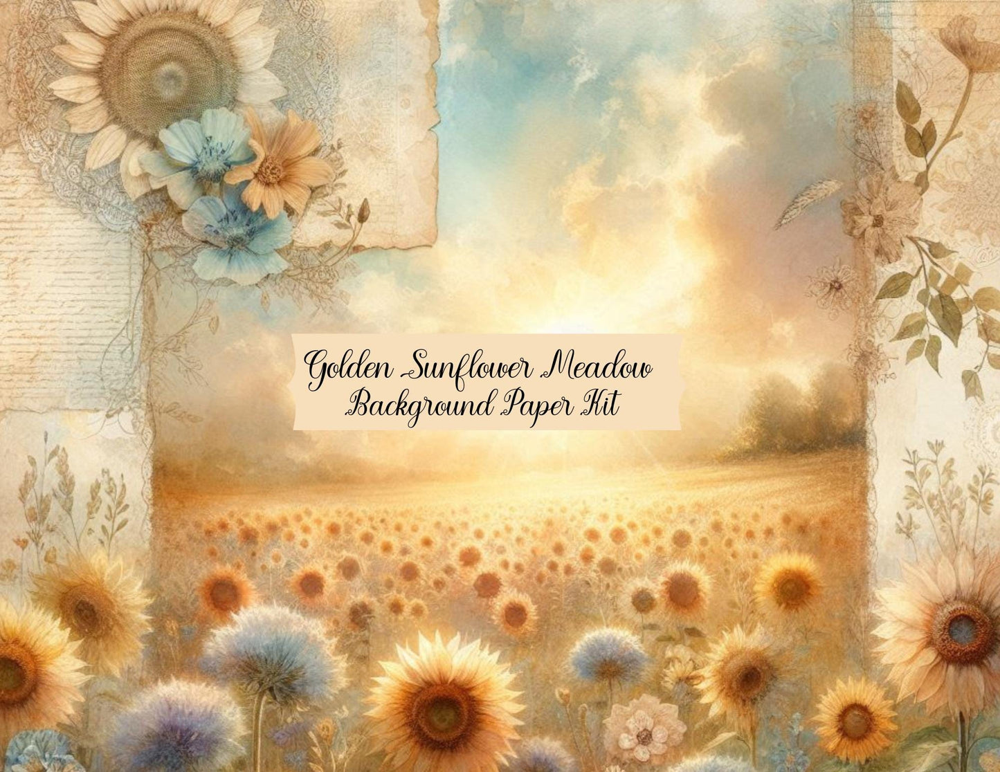 Golden Sunflower Meadow Background Paper Kit (Physical Item)