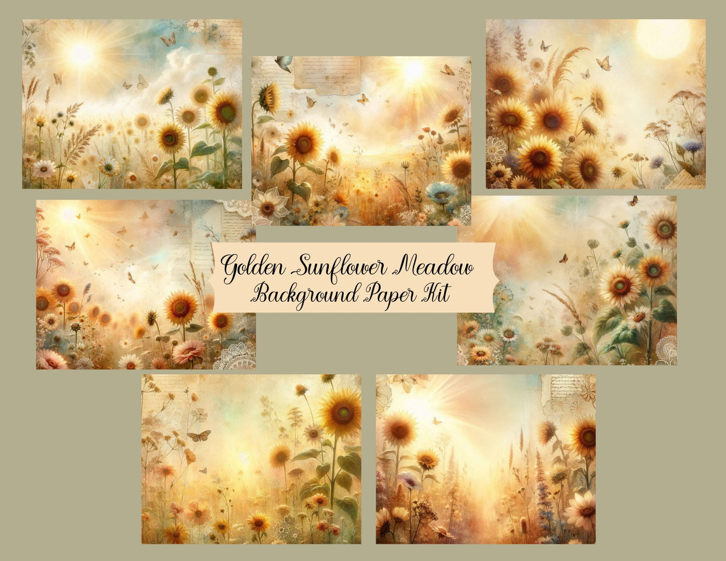 Golden Sunflower Meadow Background Paper Kit (Physical Item)