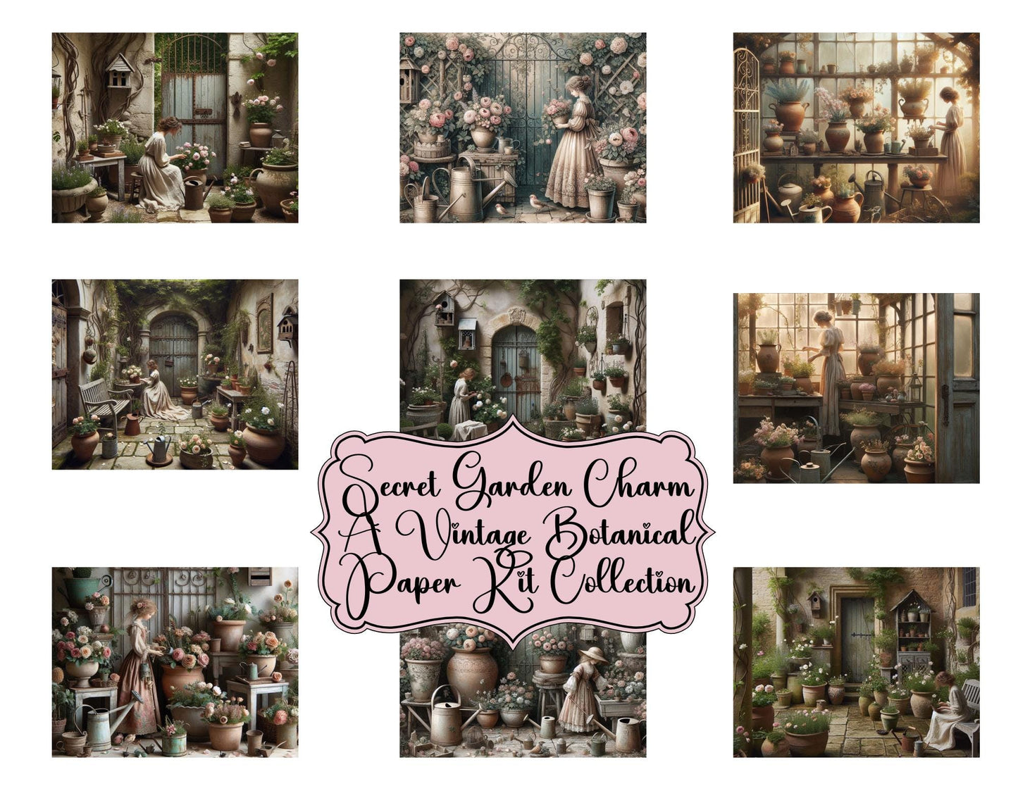 Secret Garden Charm: A Vintage Botanical Paper Kit Collection