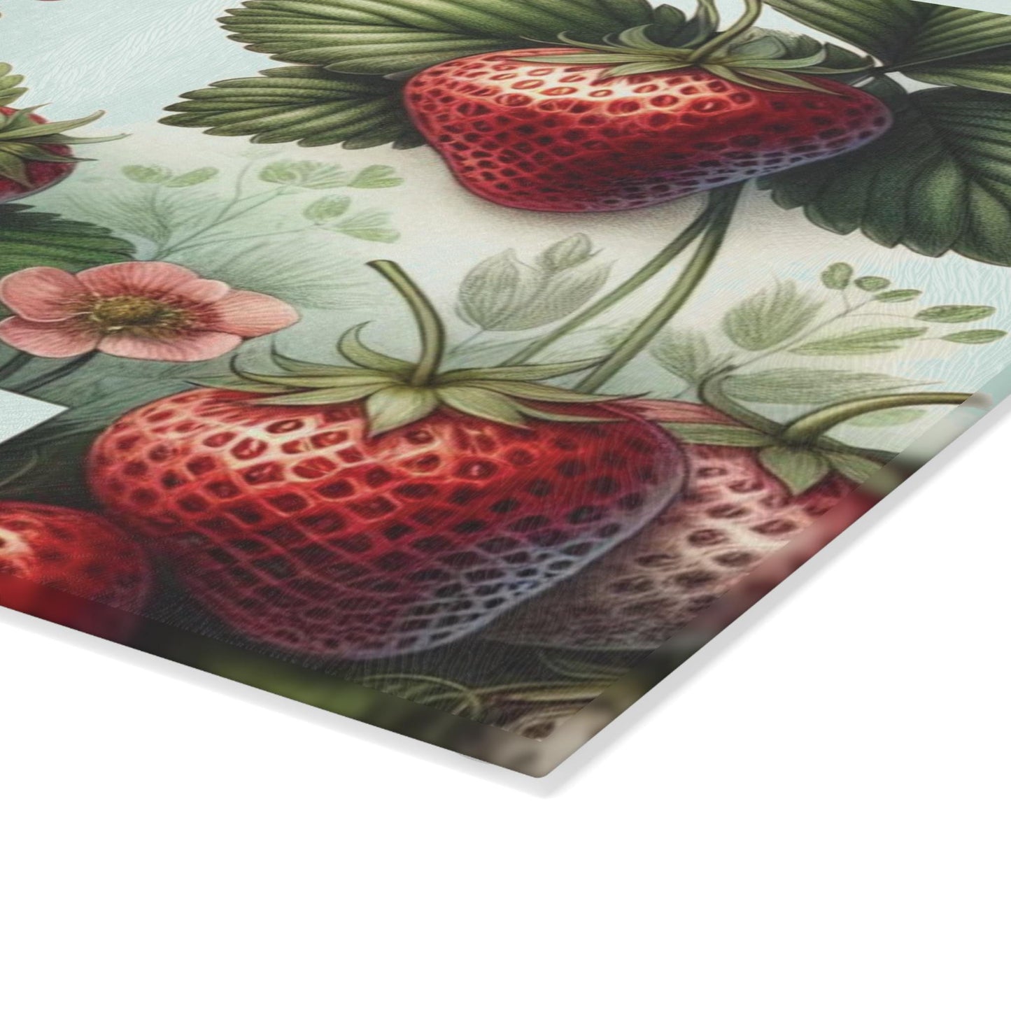 Strawberry Fields Glass Cutting Board – Vibrant, Customizable Kitchen Decor