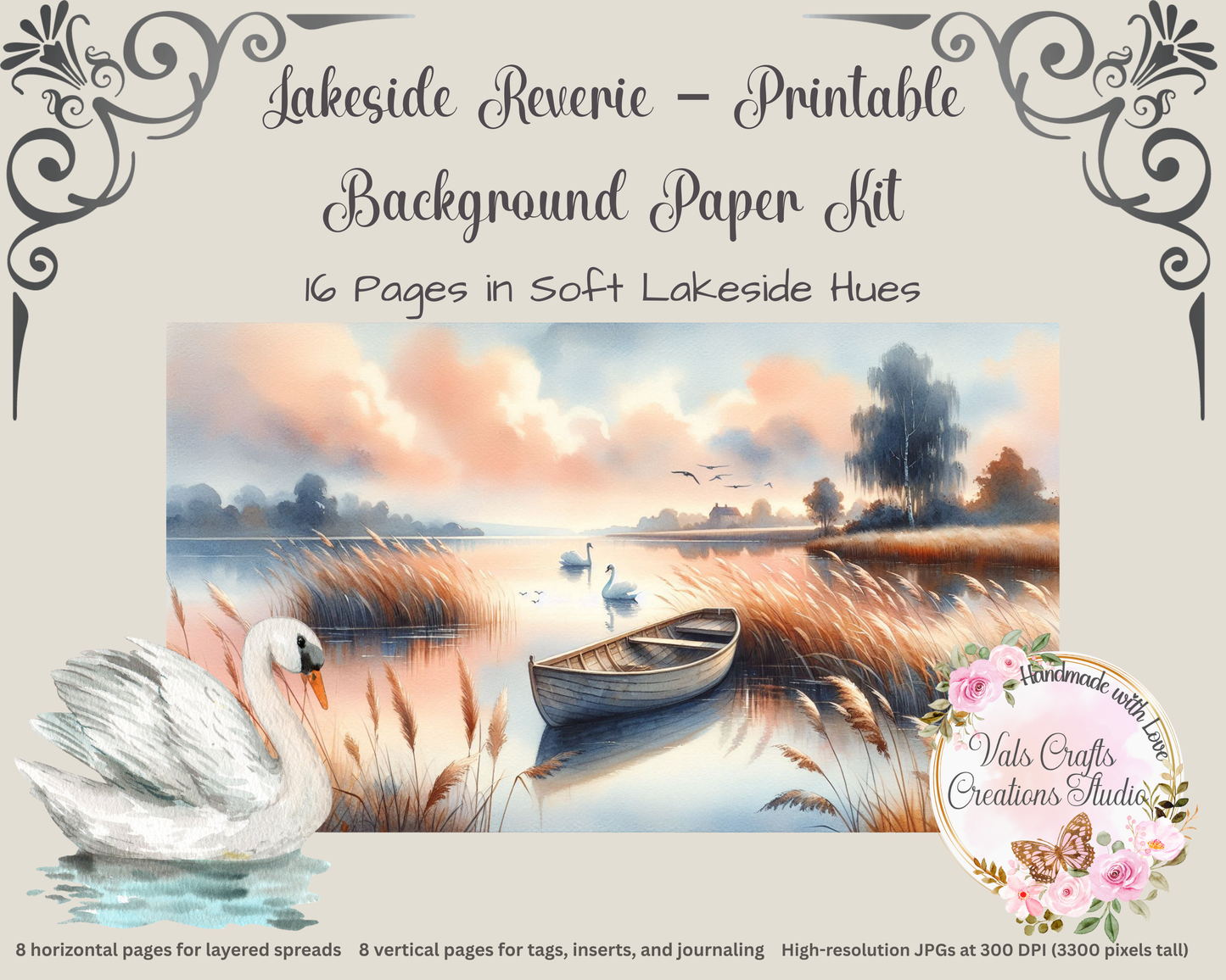 Lakeside Reverie – Printed Watercolor Paper Kit