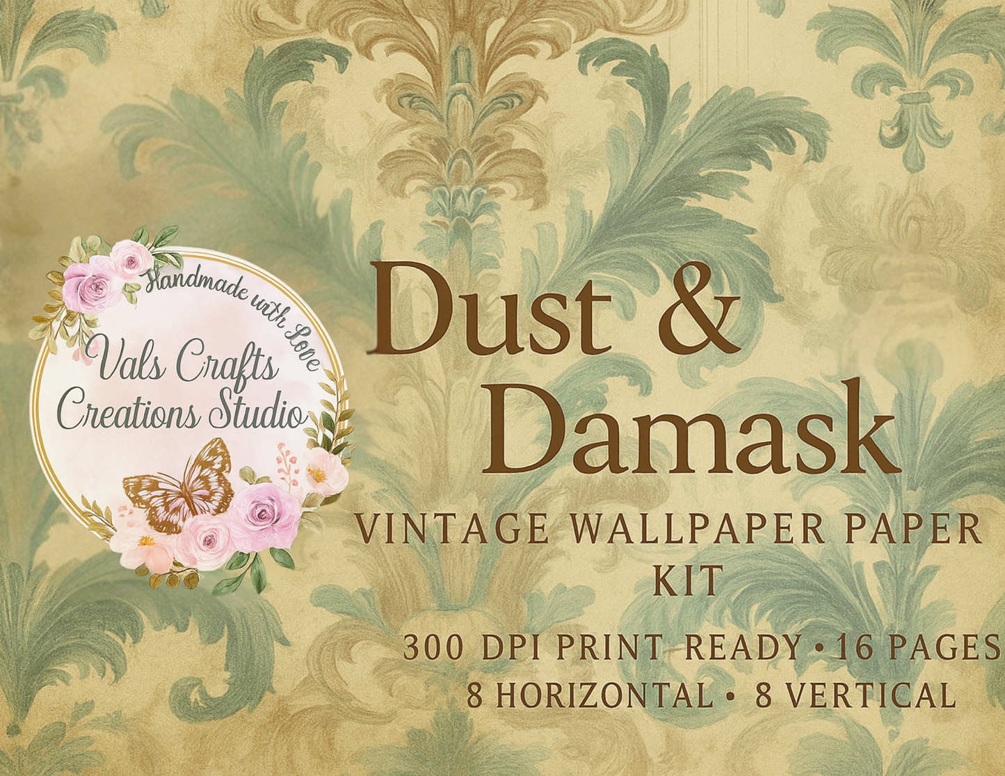 Dust & Damask – Vintage Background Paper Kit (Digital Copy)