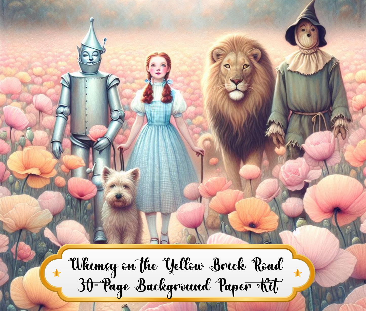 Whimsy on the Yellow Brick Road – 30-Page Printed Background Paper Kit