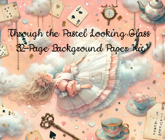 Through the Pastel Looking Glass – 32-Page Digital Background Paper Kit