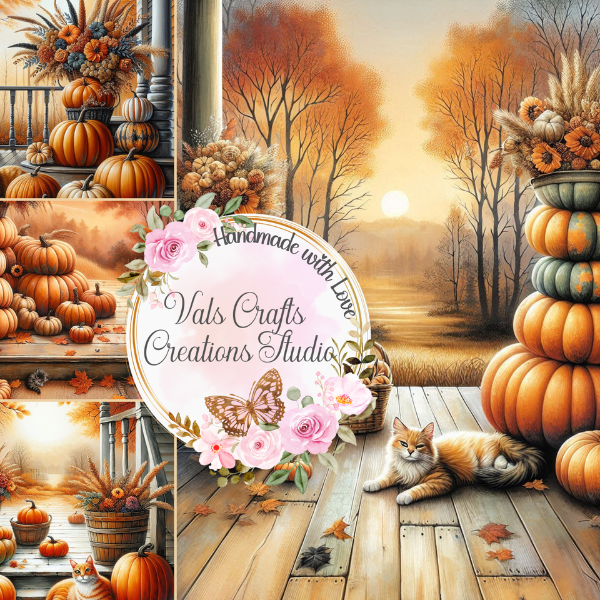 Porch & Parchment – Autumn Watercolor Paper Kit (Digital Download, 300 DPI)