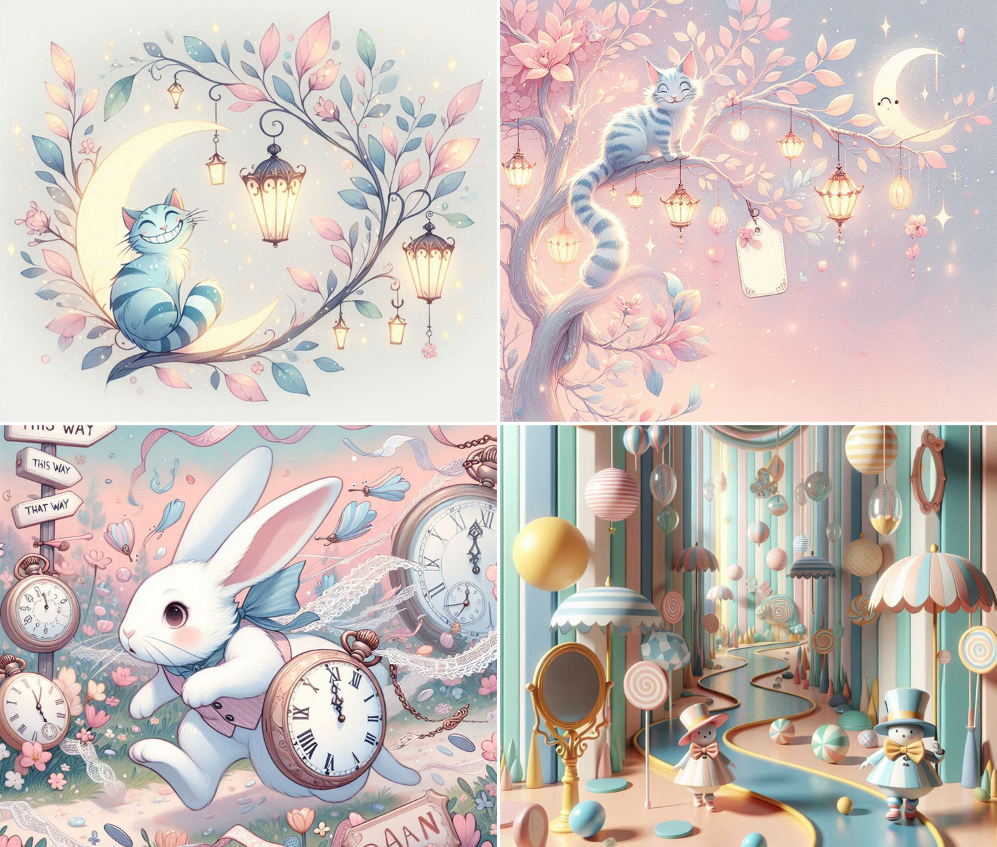 Through the Pastel Looking Glass – 32-Page Printed Wonderland Background Kit