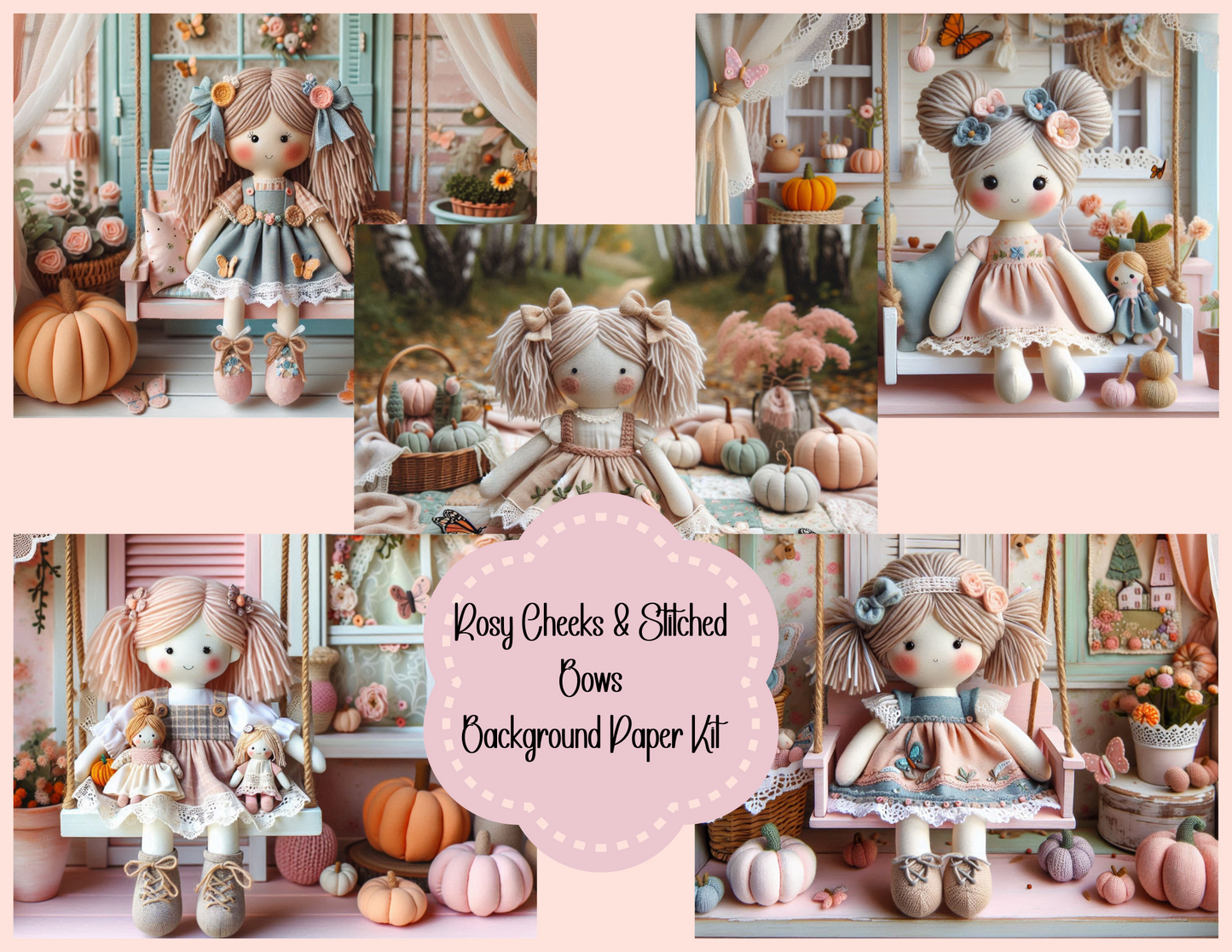 Rosy Cheeks & Stitched Bows – Background Paper Kit (Physical Kit)
