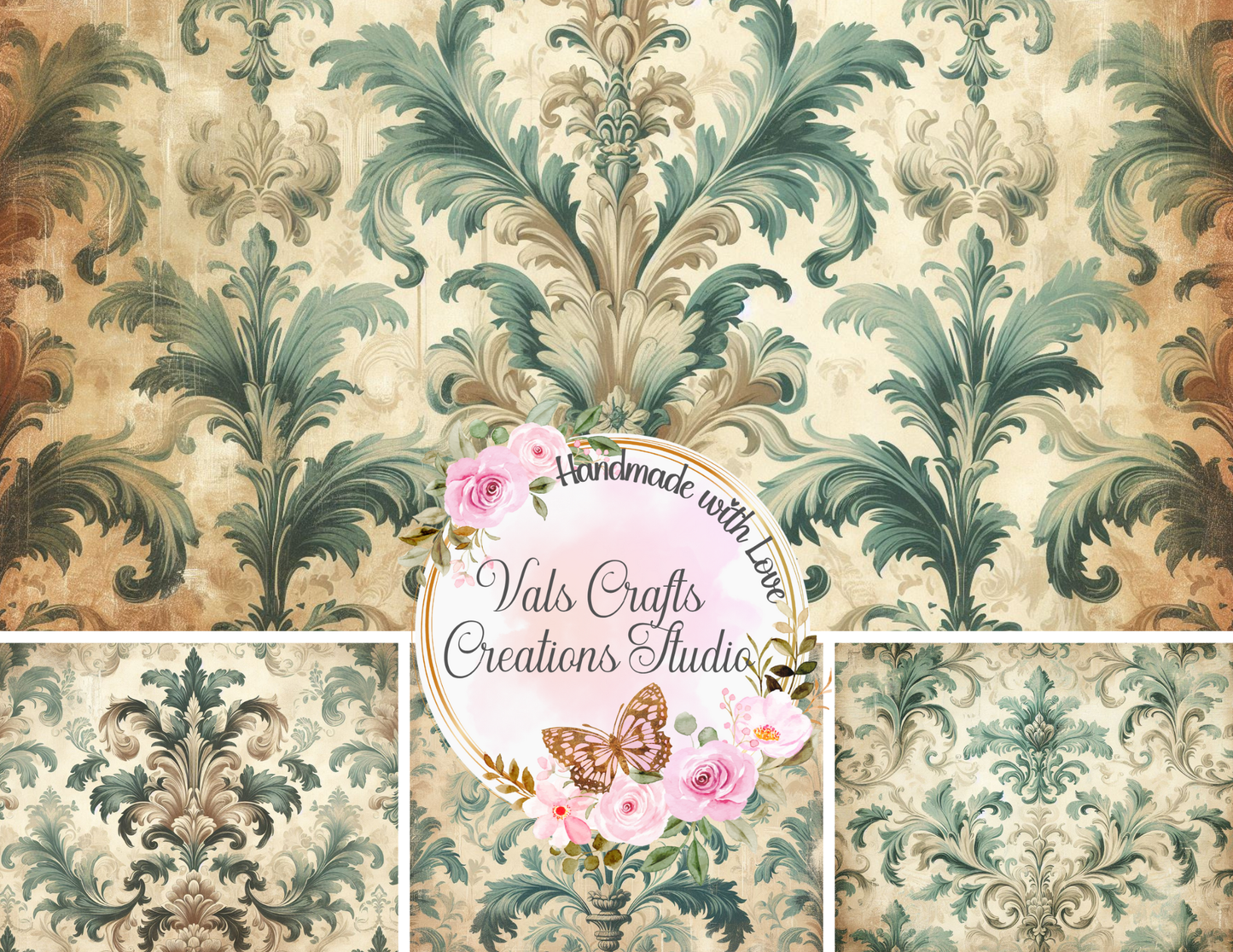 Dust & Damask – Vintage Background Paper Kit (Digital Copy)
