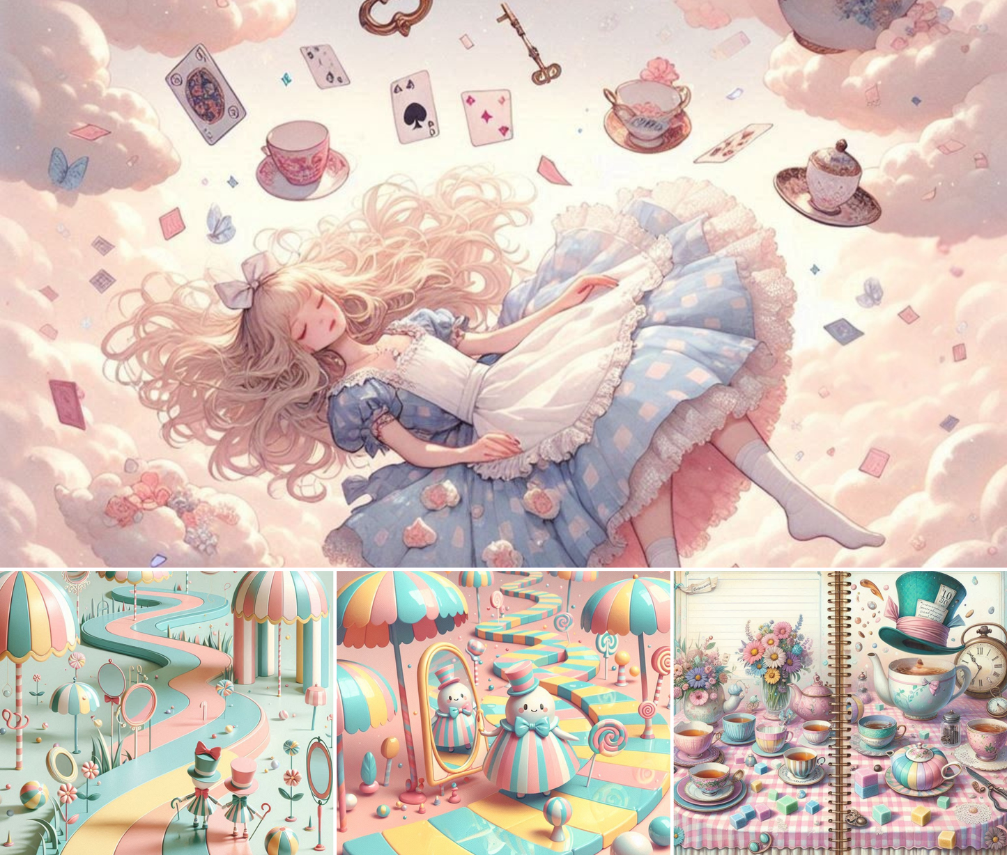 Through the Pastel Looking Glass – 32-Page Digital Background Paper Kit