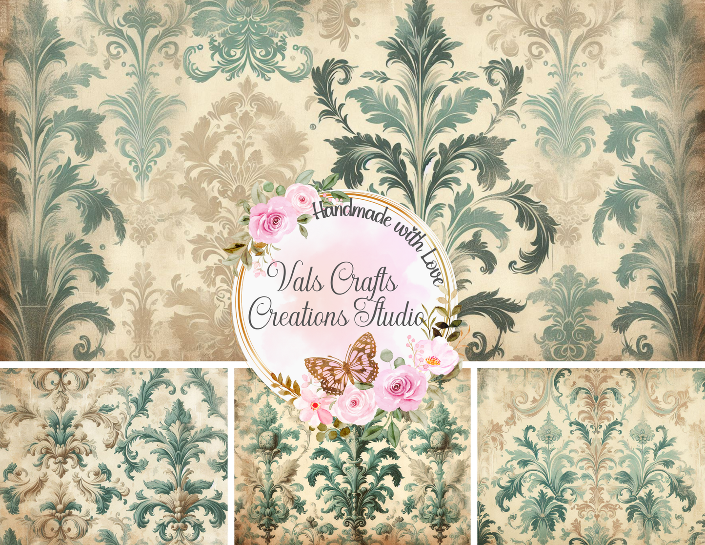 Dust & Damask – Vintage Background Paper Kit (Digital Copy)