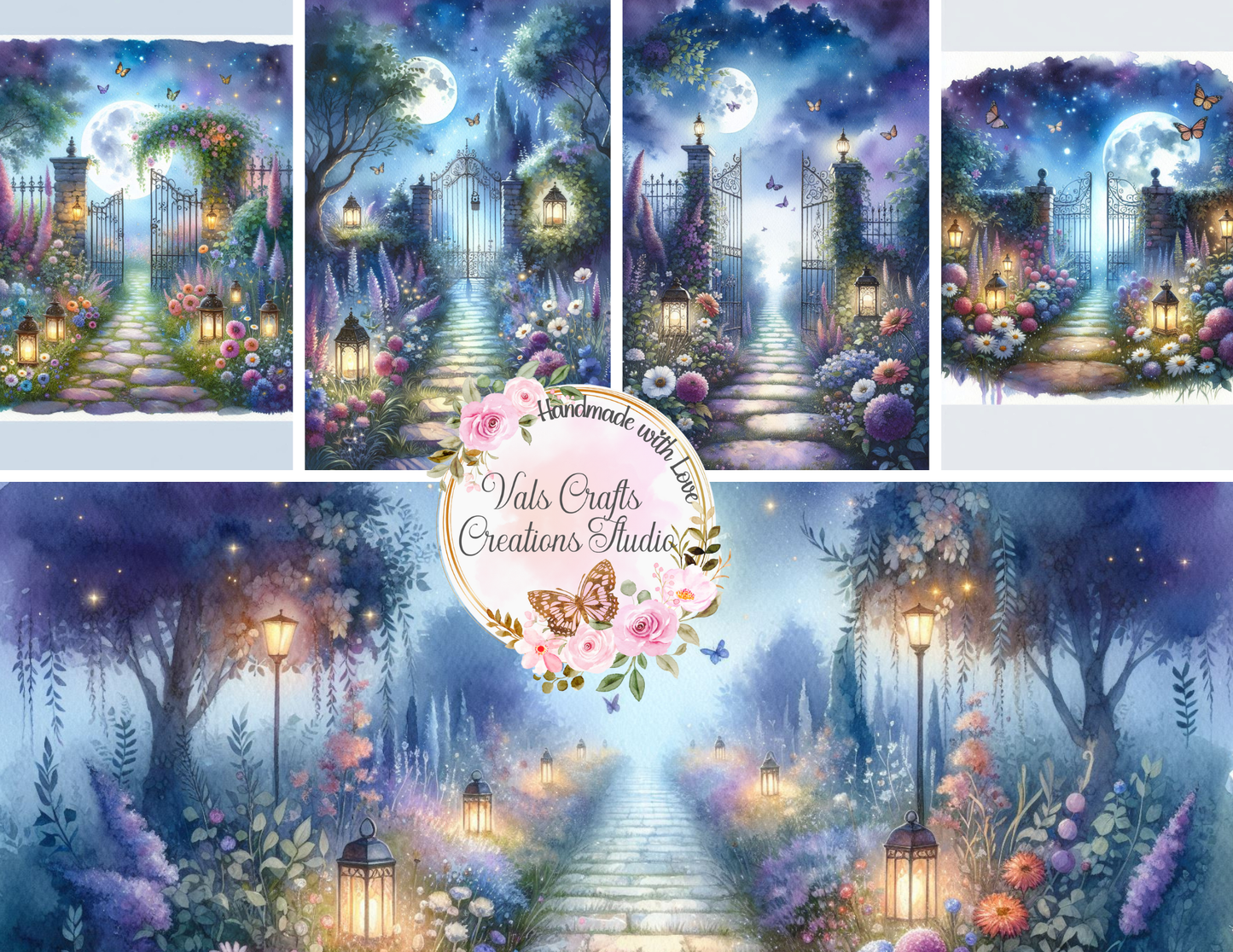 Indigo Bloom – 40-Page Handmade Digital Paper Kit