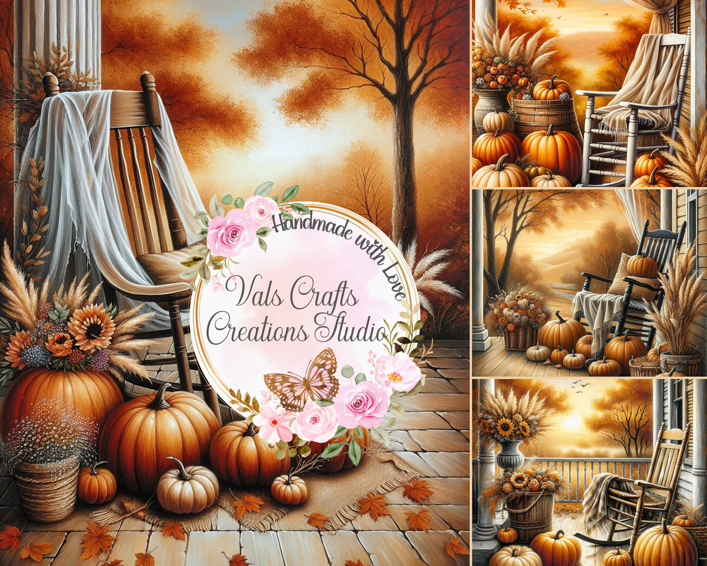 Porch & Parchment Autumn Watercolor Paper Kit 16- Printed Sheets 300 DPI